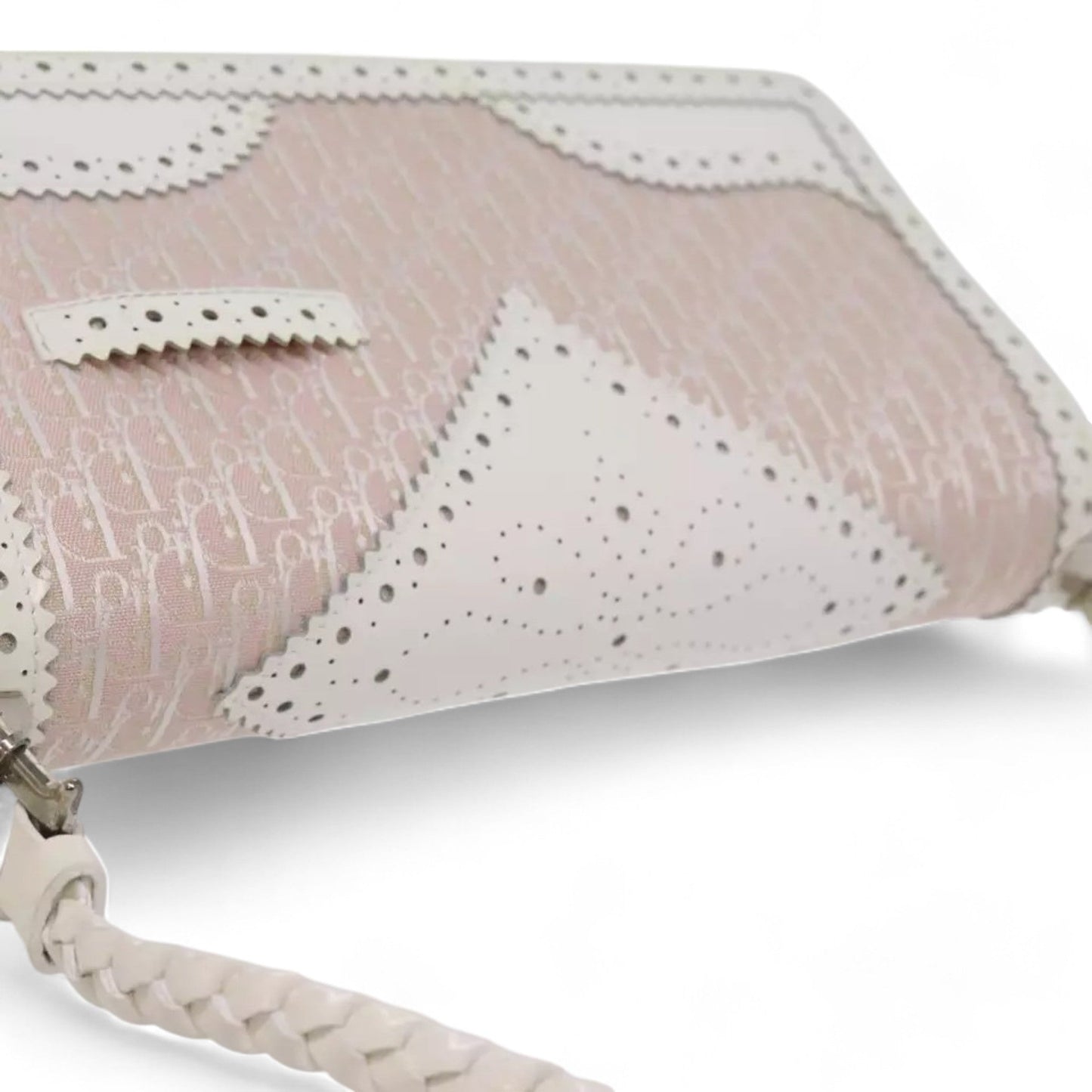 Christian Dior Trotter Canvas Shoulder Bag Pink White Women's Handbag Made in Italy
