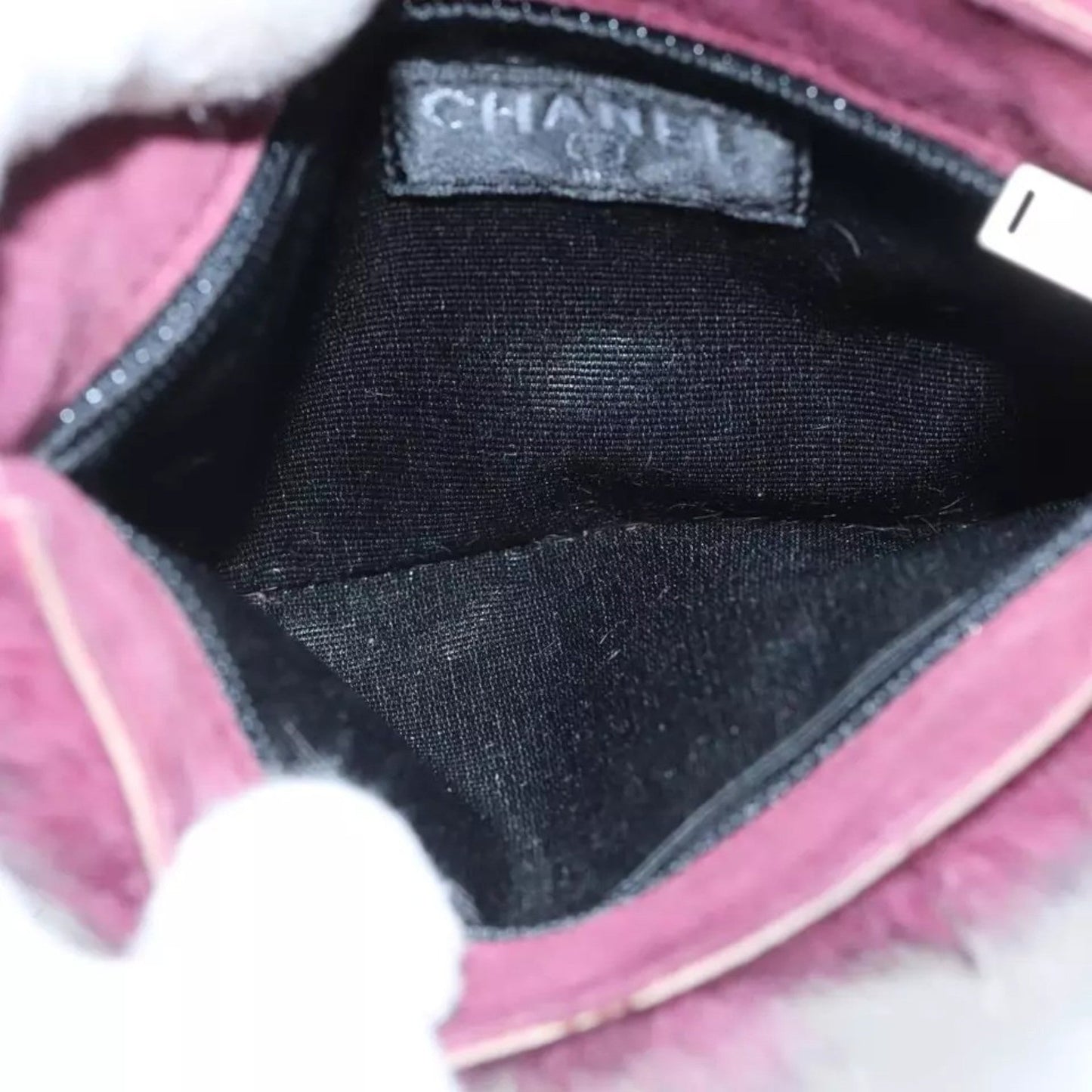 CHANEL Tote Bag Wine Red Brown Silver Fur Women with Pouch