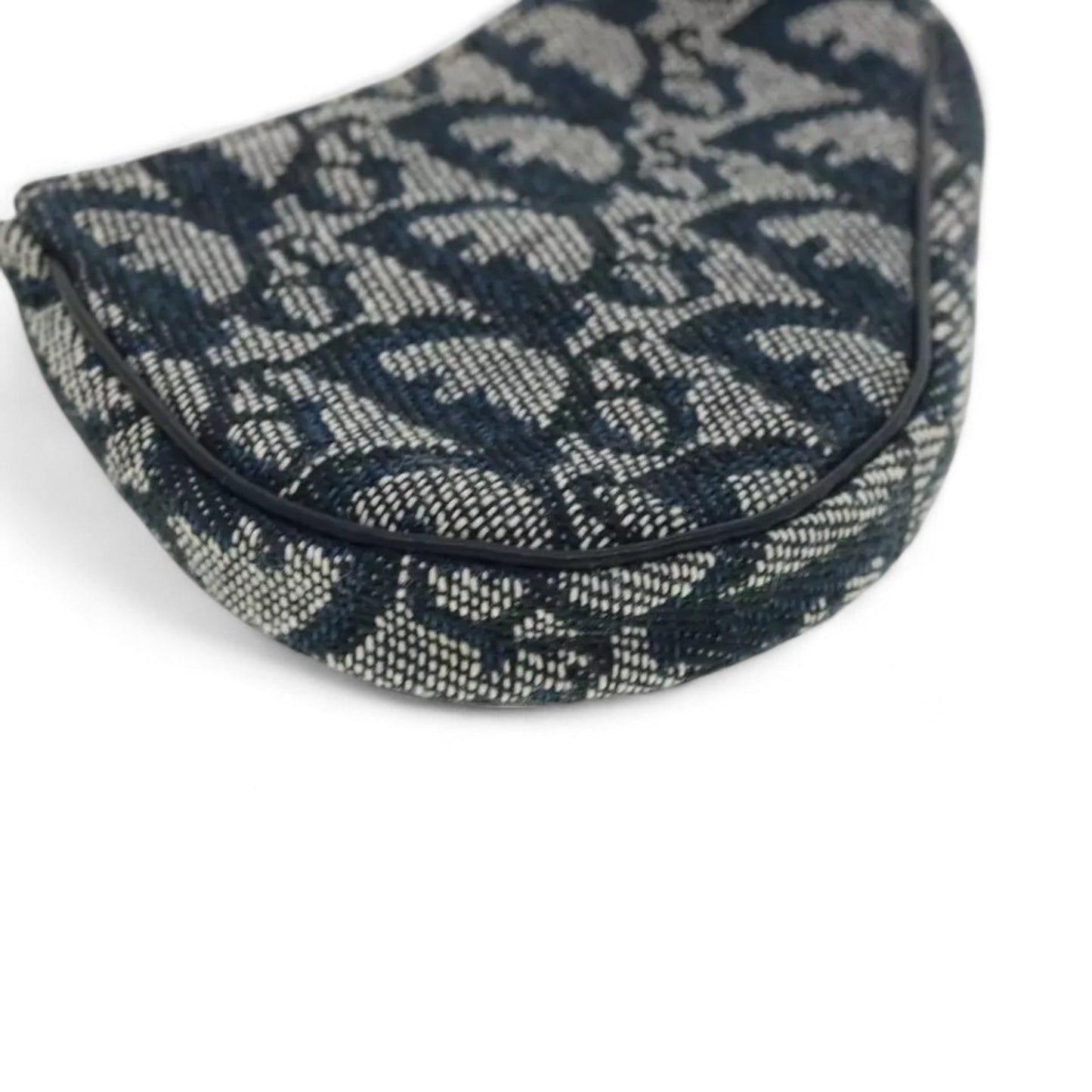 Christian Dior Trotter Canvas Saddle Coin Purse Navy Blue Gold Hardware Women's Handbag