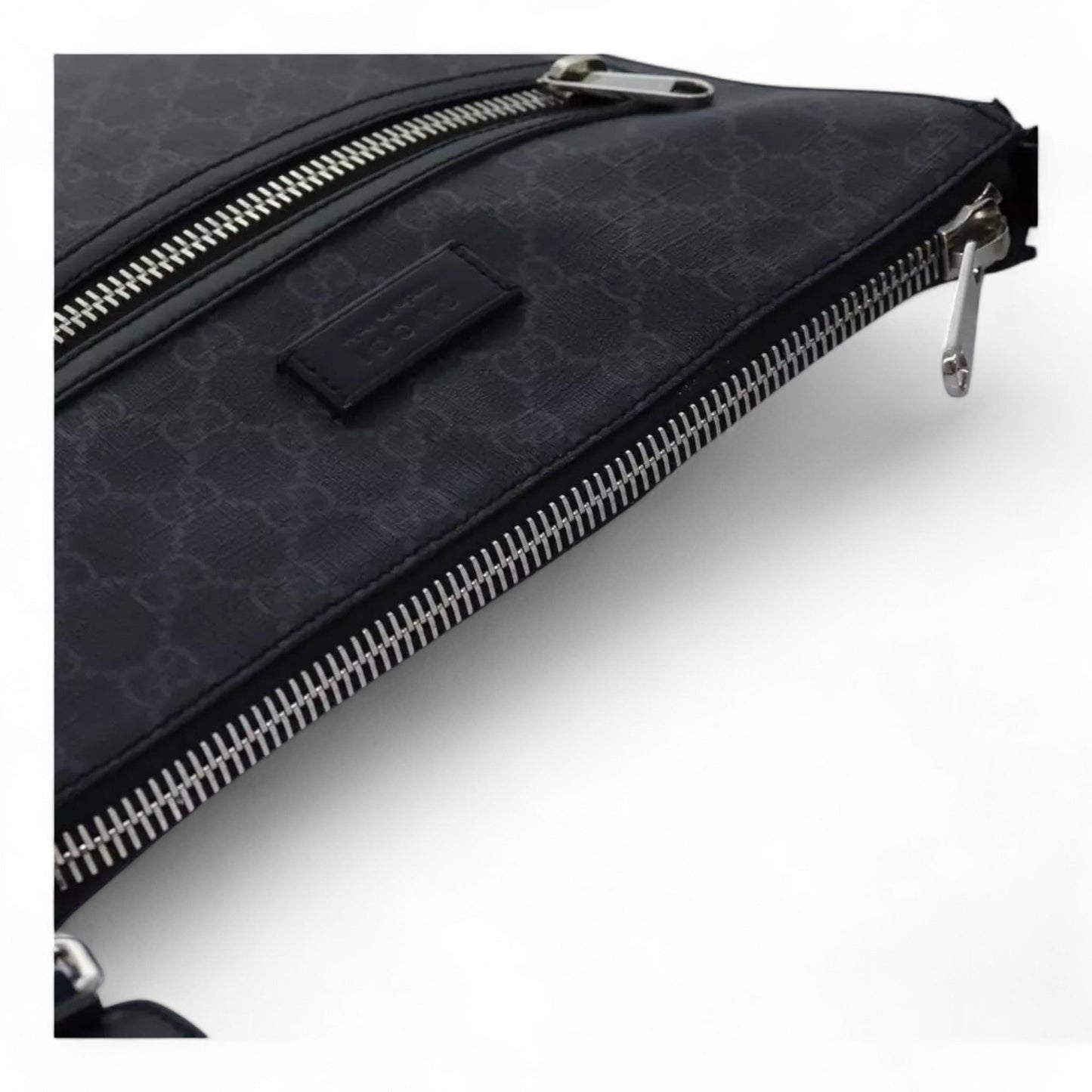 Gucci GG Supreme Sherry Line Shoulder Bag PVC Navy Red Shoulder Strap