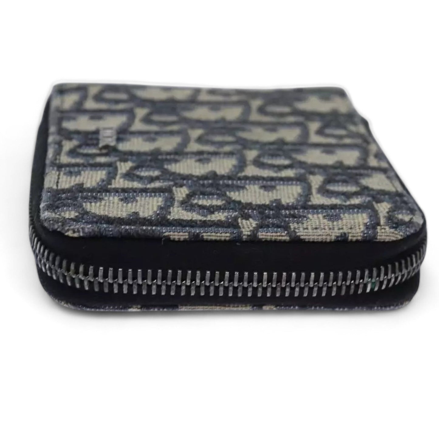 Christian Dior Trotter Canvas Zip Wallet Navy Silver Men's Vintage Wallet