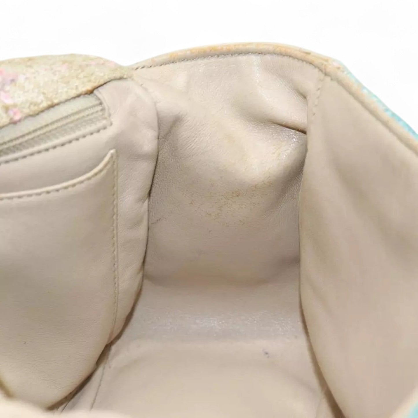 CHANEL Choco Bar Turn Lock Shoulder Bag Wool Women Vintage Multicolor Beige Gold Hardware