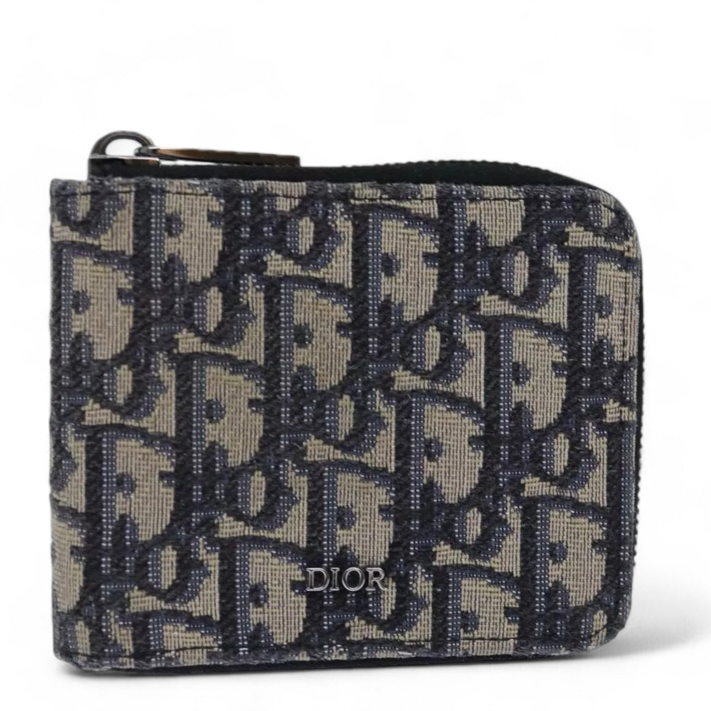 Christian Dior Trotter Canvas Zip Wallet Navy Silver Men's Vintage Wallet
