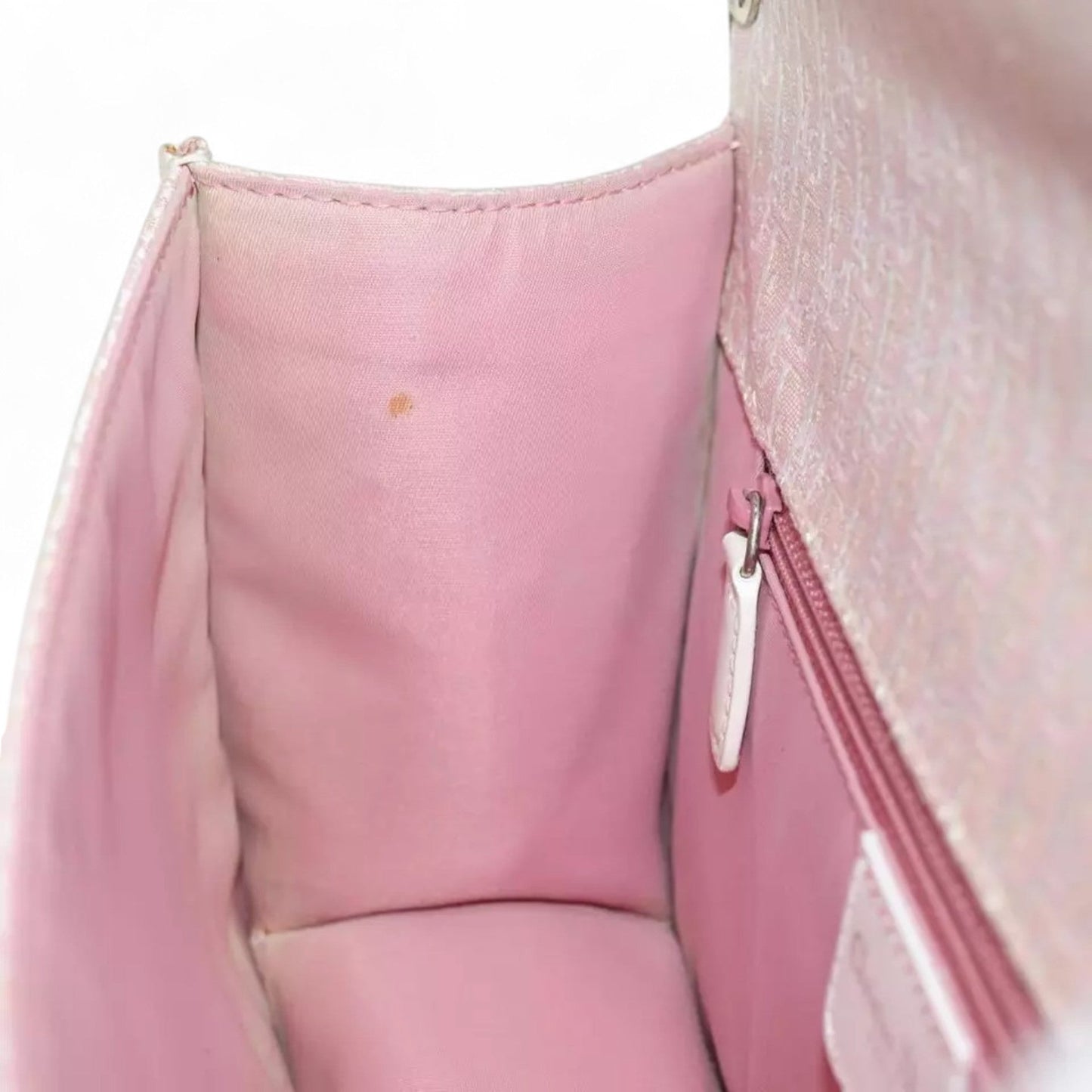Christian Dior Trotter Canvas Shoulder Bag Pink White Women's Handbag Made in Italy