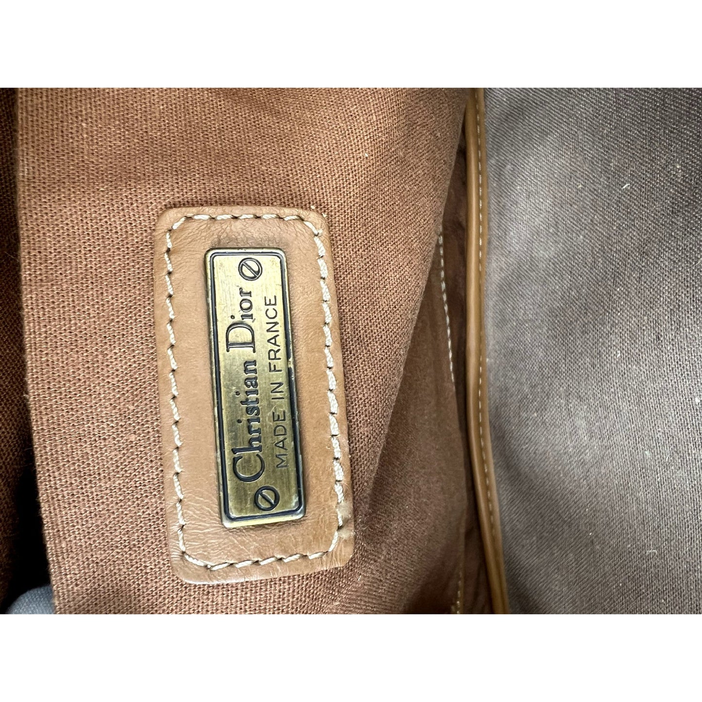 Christian Dior Canvas Duffle Bag Brown Monogram Travel Tote Unisex Vintage Handbag