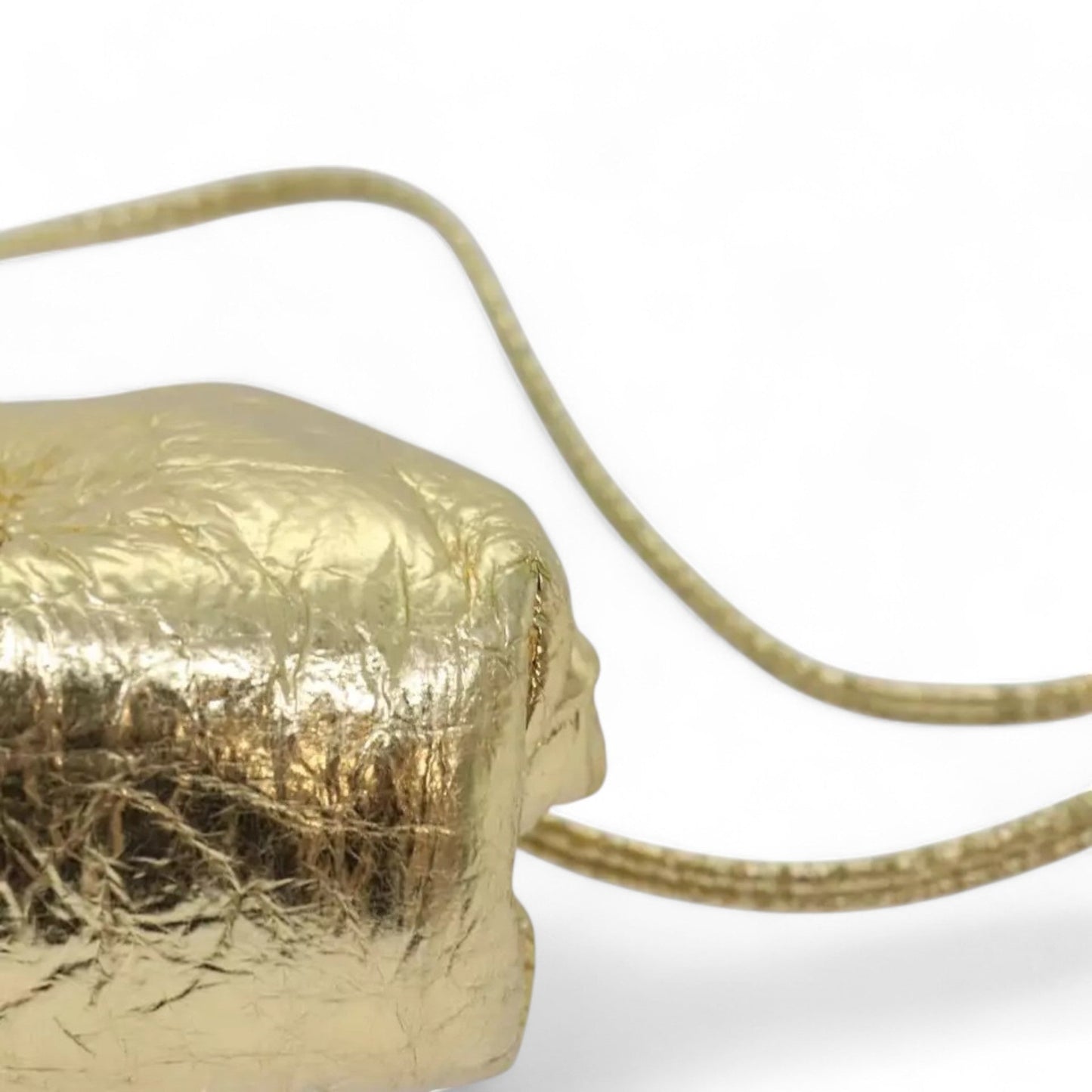 Bottega Veneta Pouch Leather Gold Women's Bag with Strap and Dust Bag