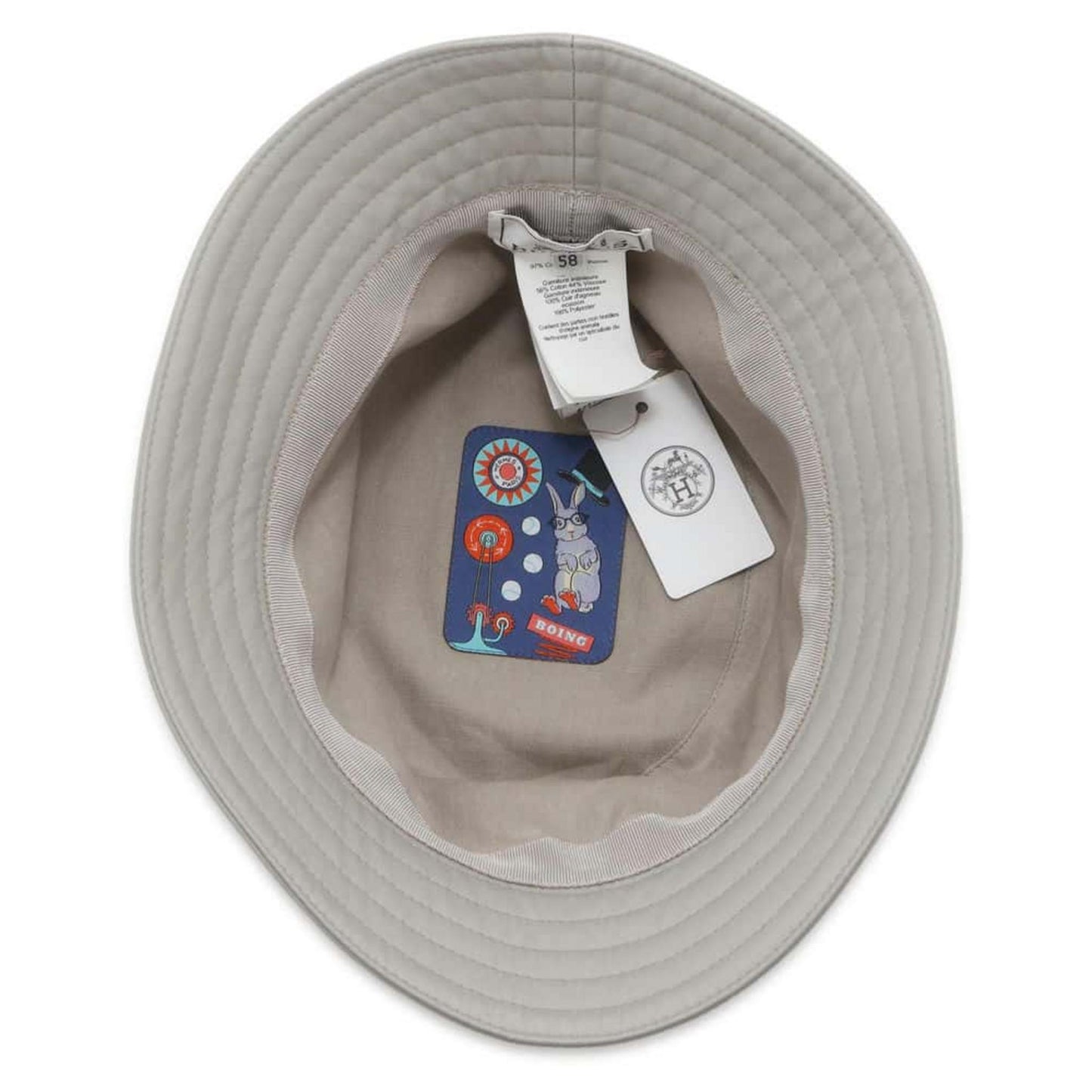 HERMES Fred H Cotton Polyurethane Gray Bucket Hat Preloved