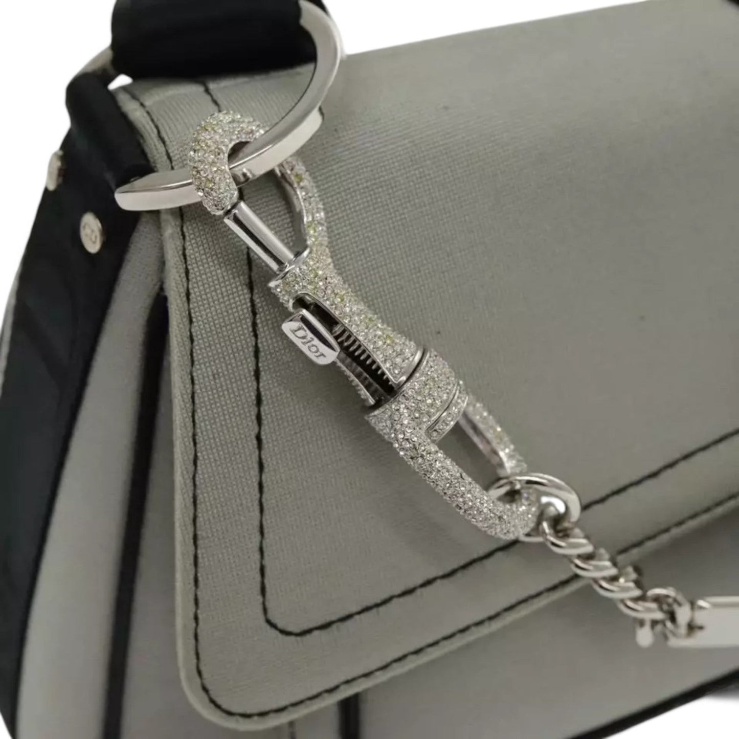Christian Dior Hardcore Shoulder Bag Canvas Silver Womens Handbag