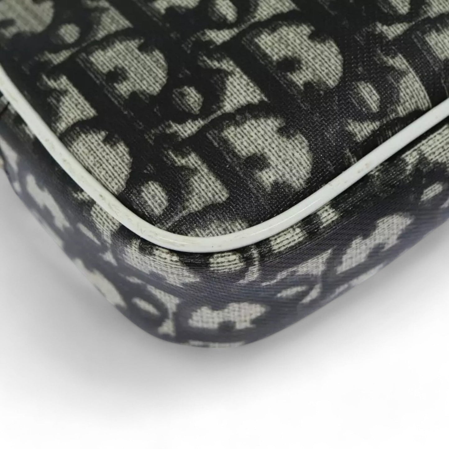 Christian Dior Vintage Trotter Canvas Black Beige Women's Handbag