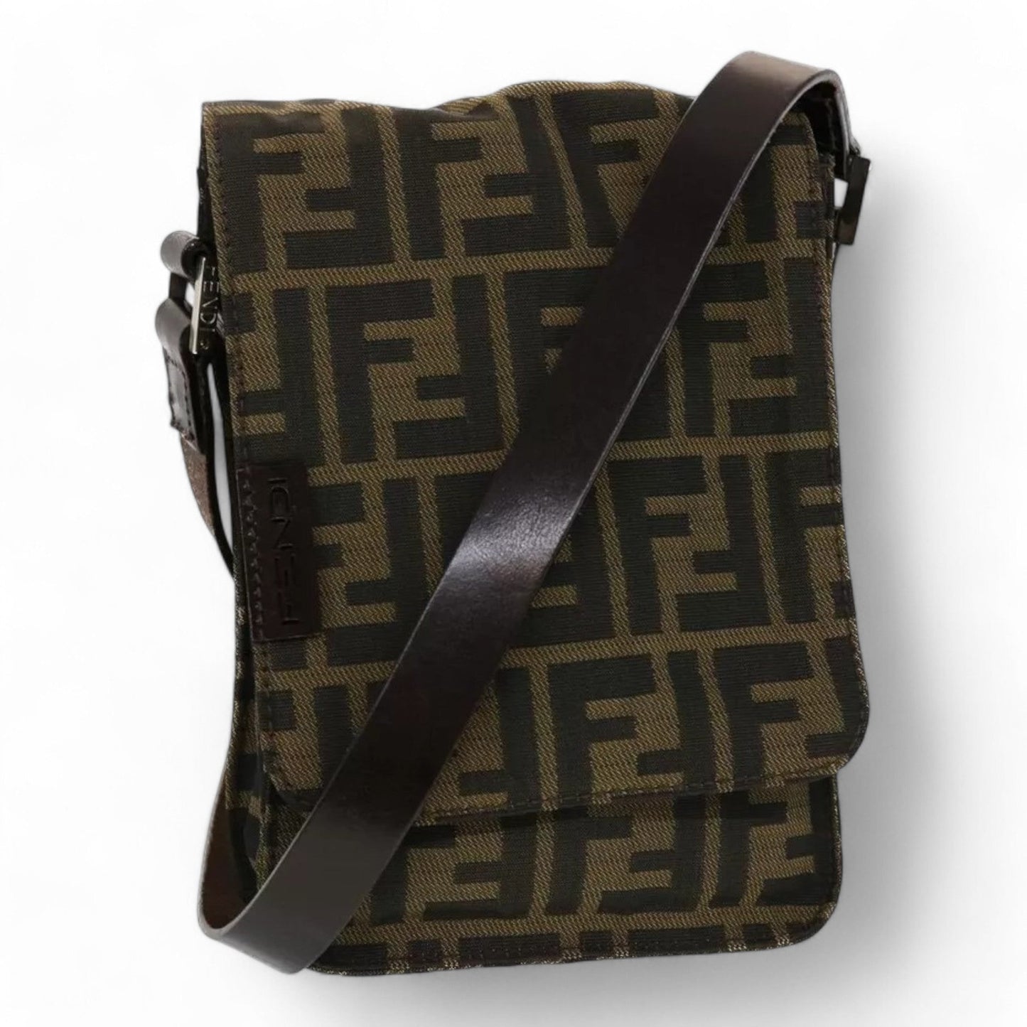 Fendi Zucca Canvas Shoulder Crossbody Bag Black Brown