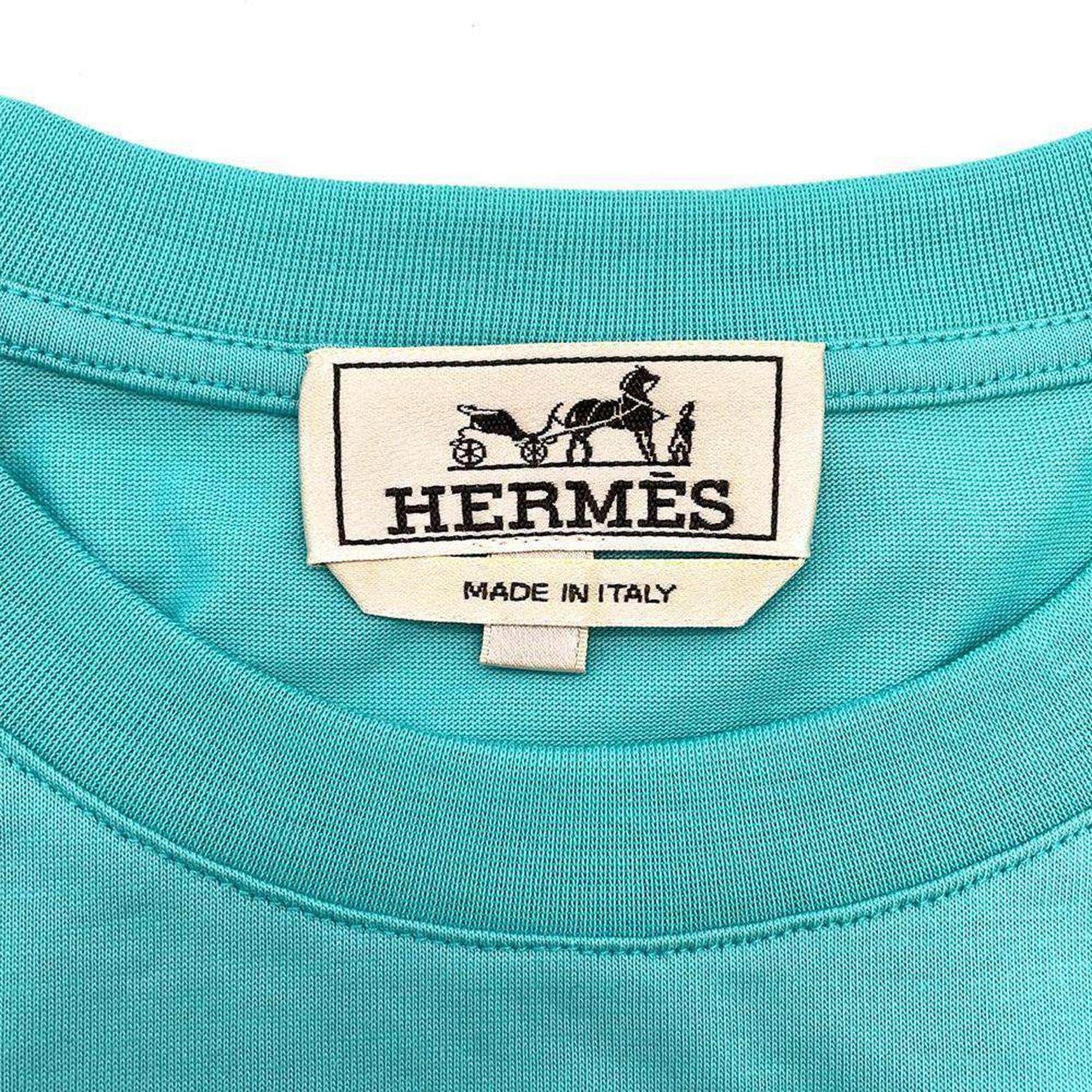 HERMES Chevaux en Symmetry Cotton Lagon TShirt Preloved