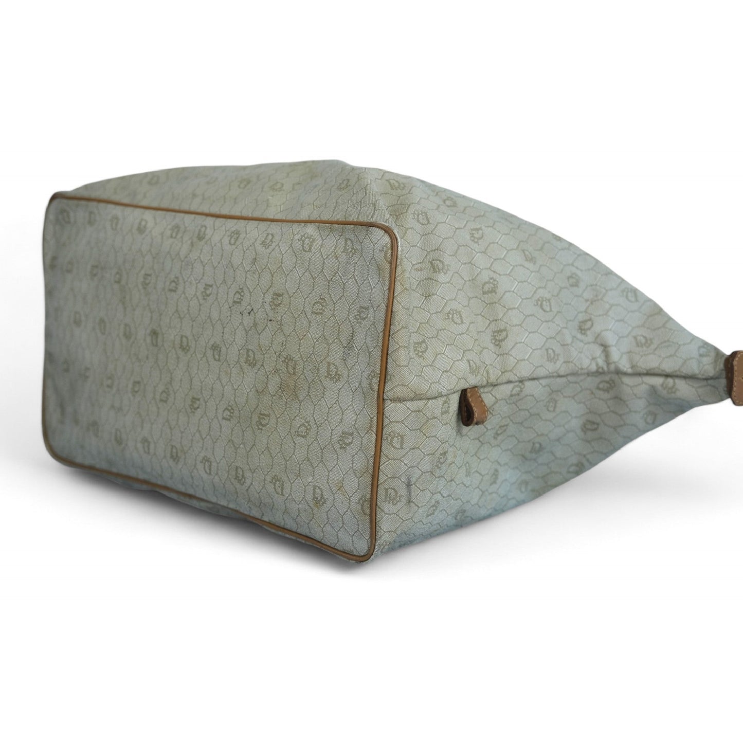 Christian Dior Canvas Duffle Bag Brown Monogram Travel Tote Unisex Vintage Handbag