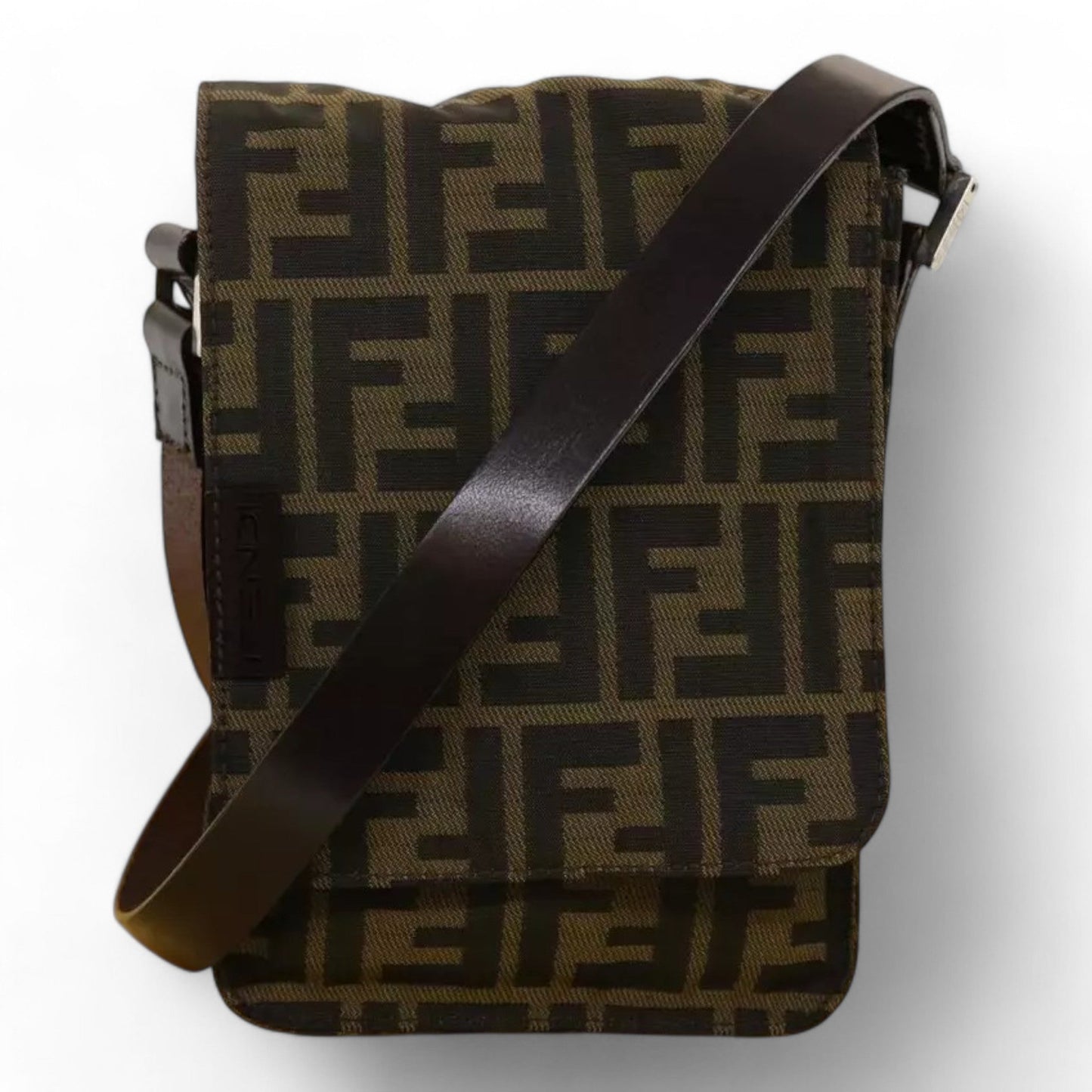 Fendi Zucca Canvas Shoulder Crossbody Bag Black Brown