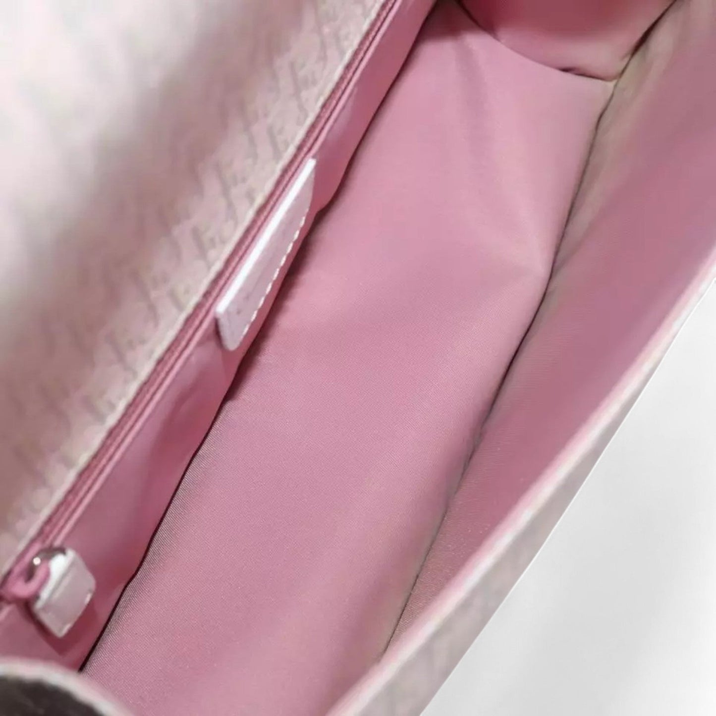Christian Dior Trotter Canvas Shoulder Bag Pink White Women's Handbag Made in Italy