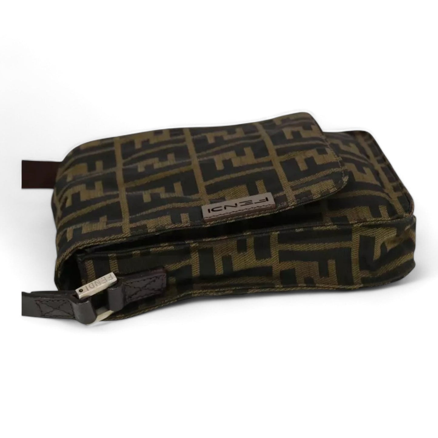 Fendi Zucca Canvas Shoulder Crossbody Bag Black Brown