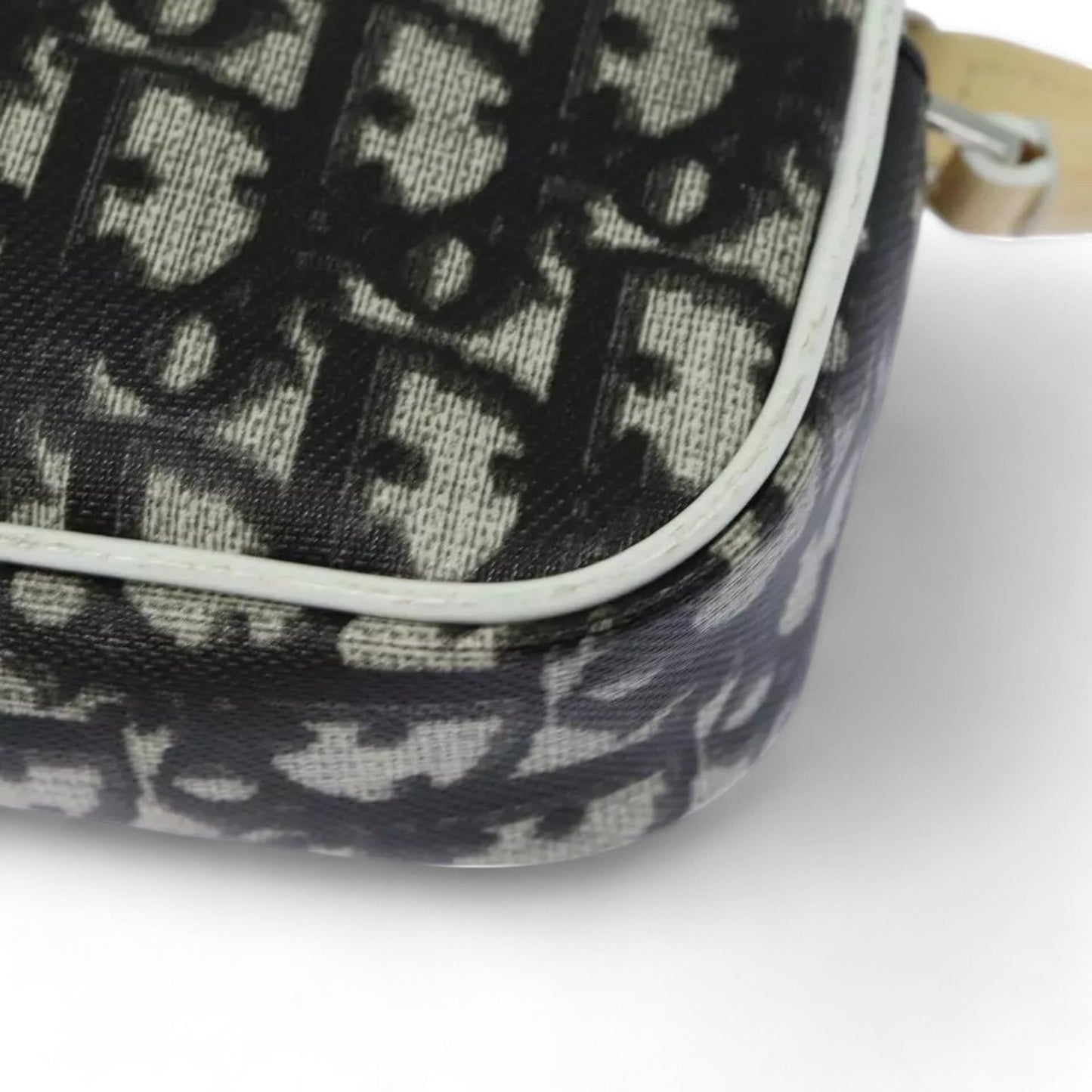 Christian Dior Vintage Trotter Canvas Black Beige Women's Handbag