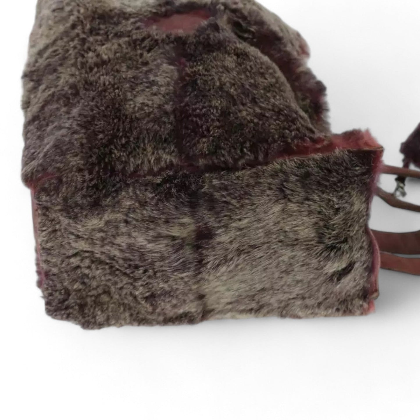 CHANEL Tote Bag Wine Red Brown Silver Fur Women with Pouch
