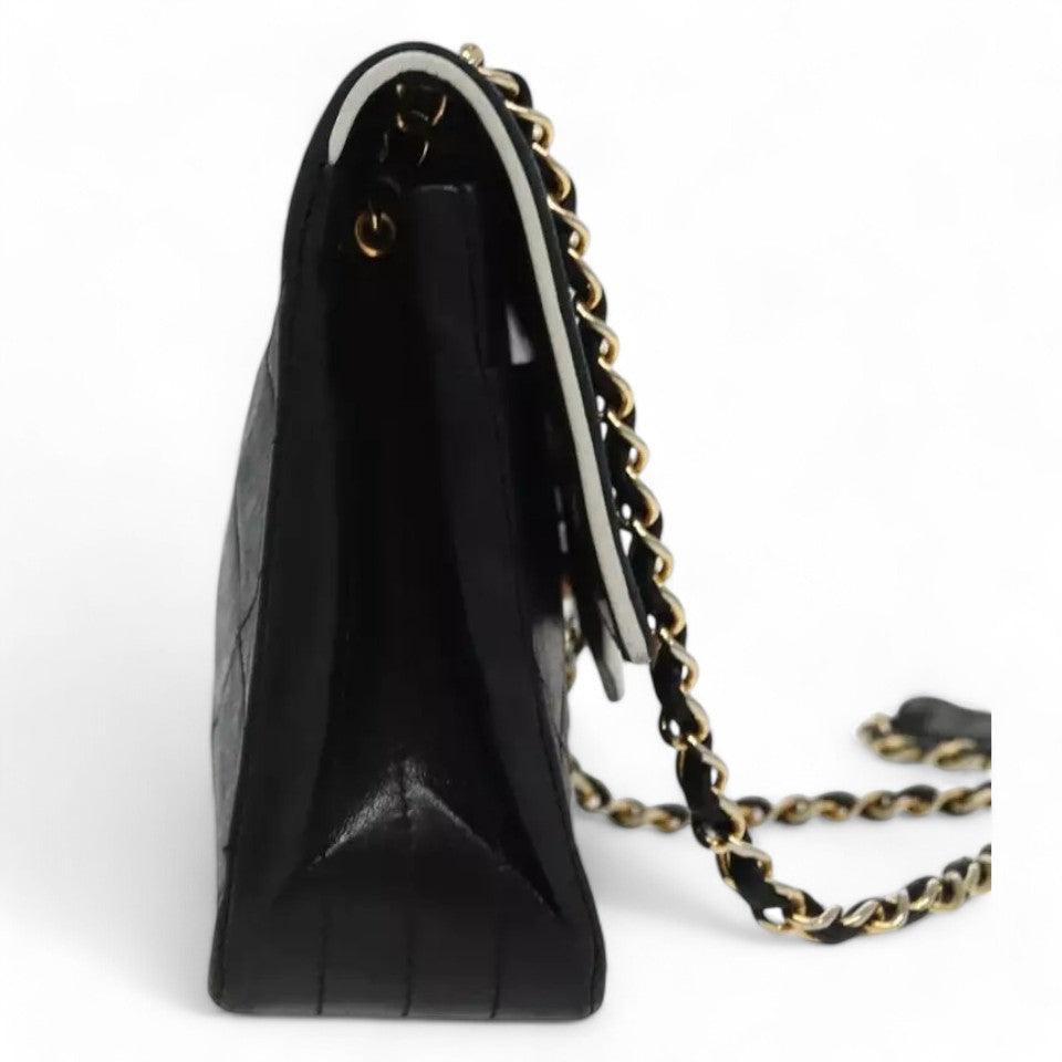 Chanel Matelasse Chain Shoulder Bag Lambskin Black Gold CC