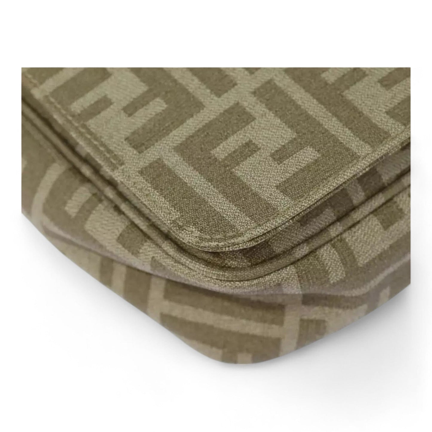 Fendi Zucca Canvas Shoulder Bag Beige Unisex Handbag
