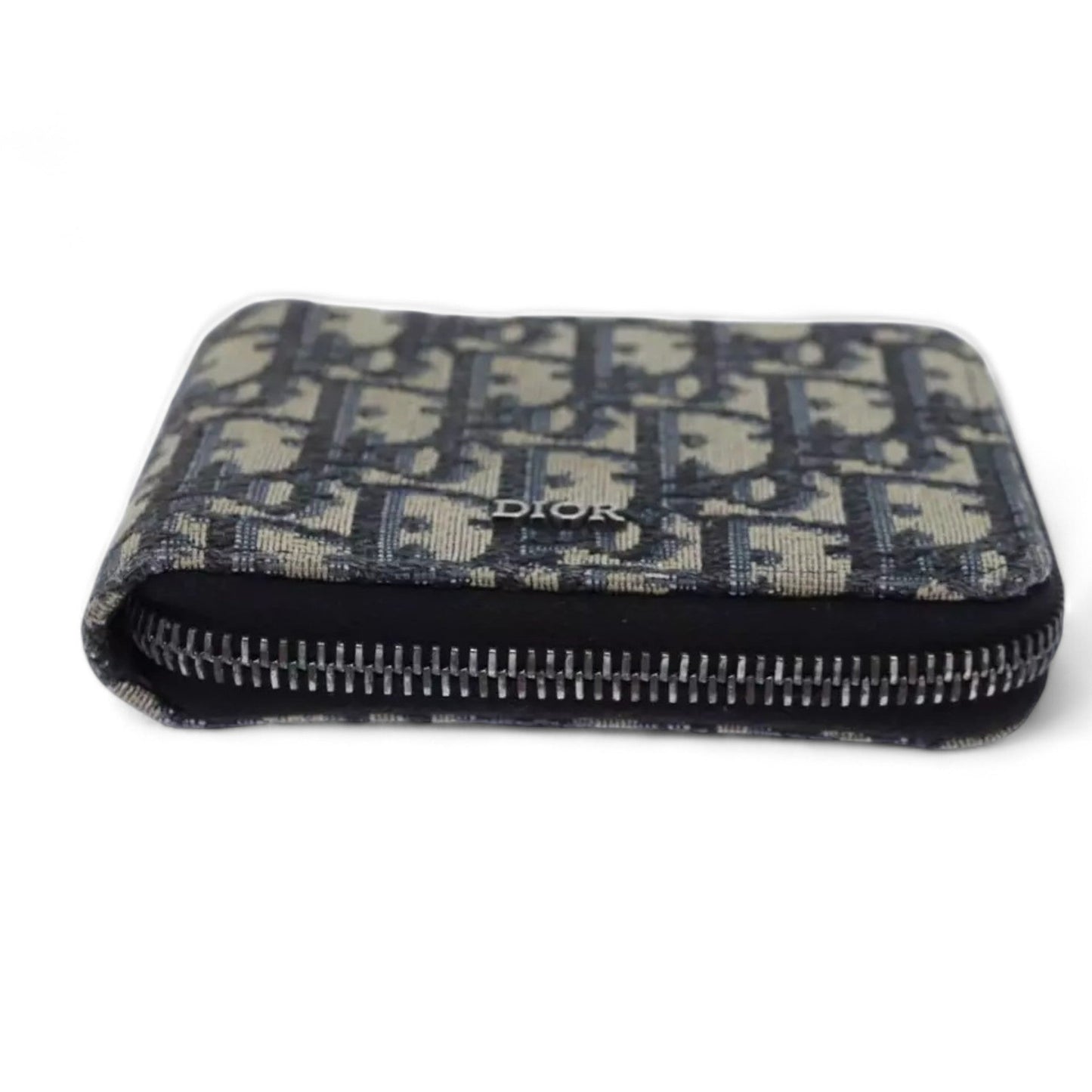Christian Dior Trotter Canvas Zip Wallet Navy Silver Men's Vintage Wallet