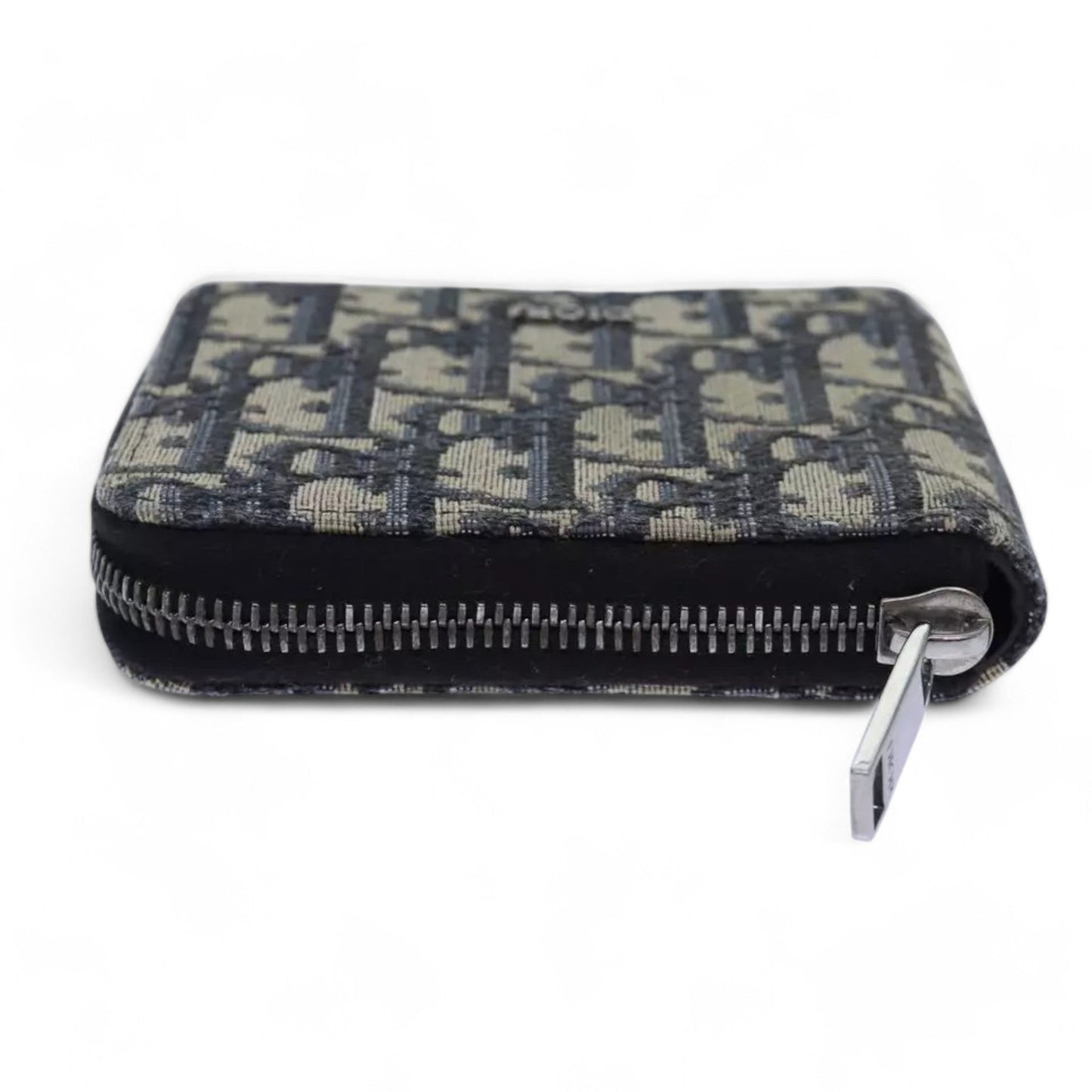 Christian Dior Trotter Canvas Zip Wallet Navy Silver Men's Vintage Wallet