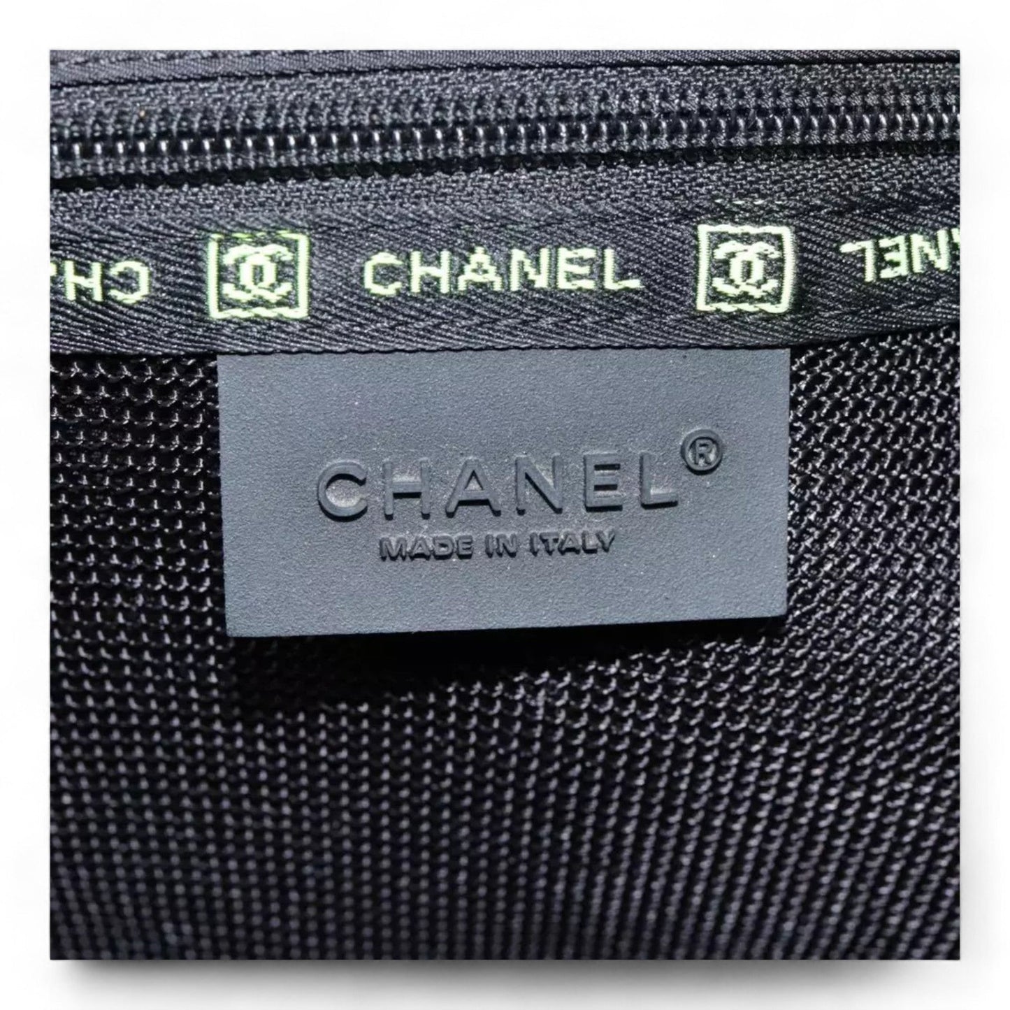 Chanel Sports Shoulder Bag Nylon Black Silver Unisex CC Logo Adjustable Strap