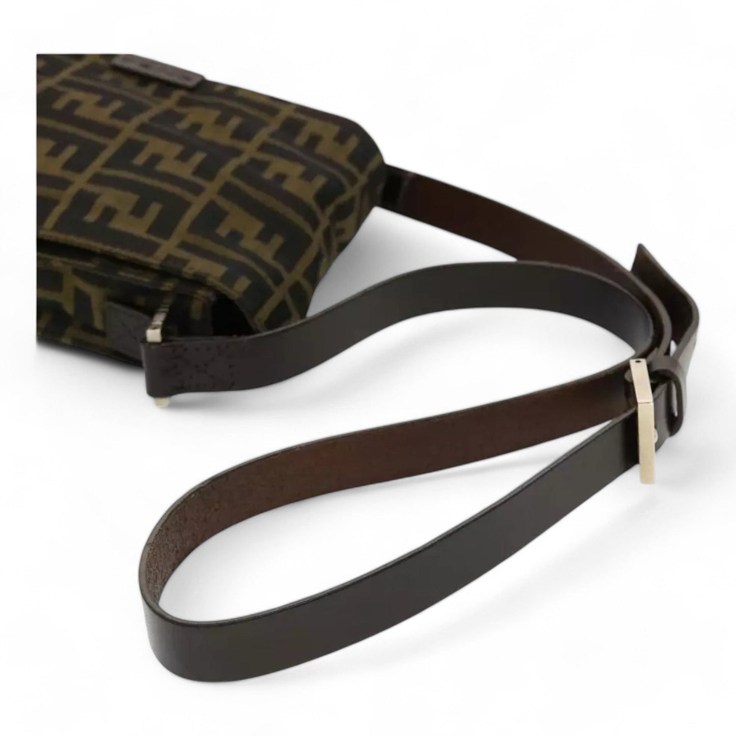 Fendi Zucca Canvas Shoulder Crossbody Bag Black Brown