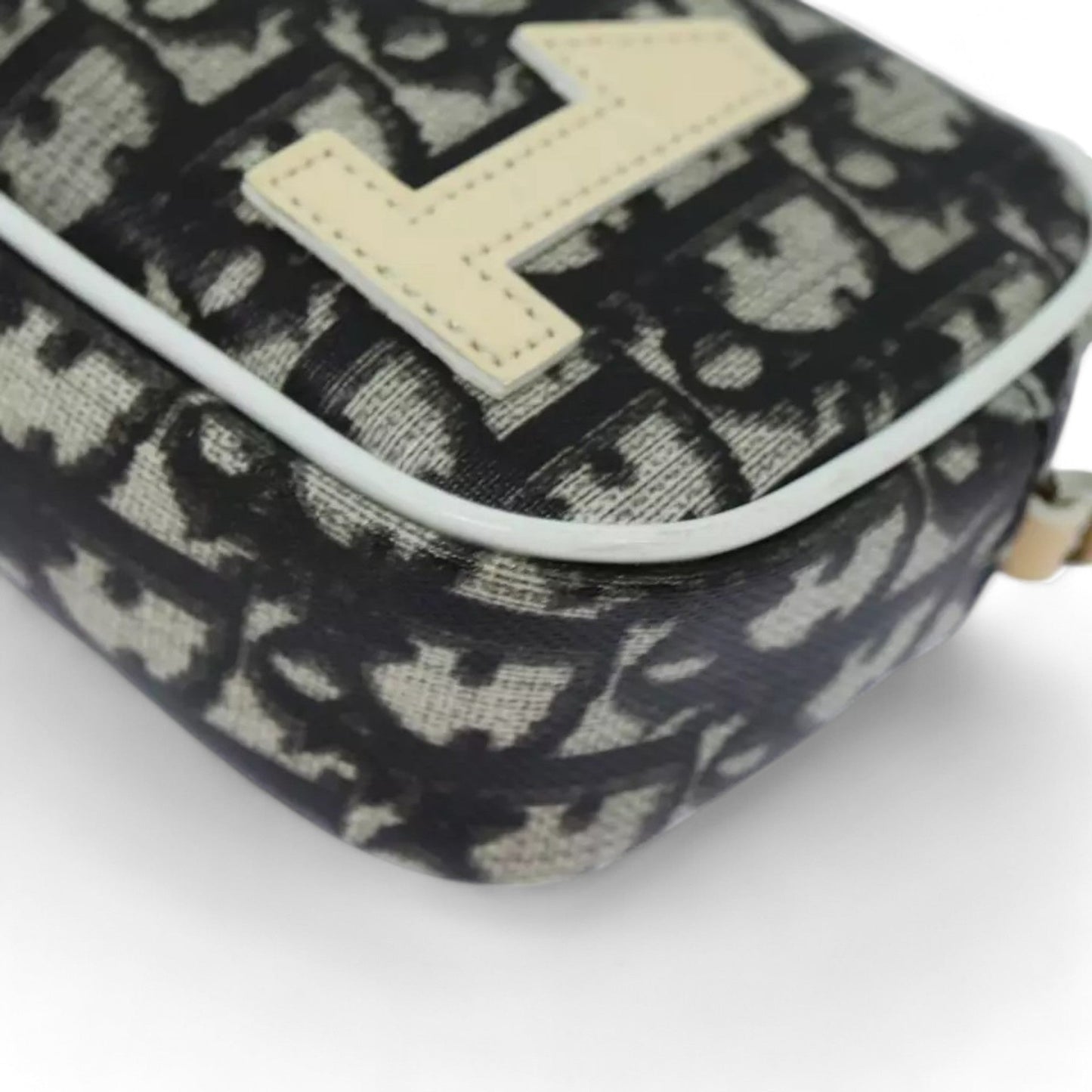 Christian Dior Vintage Trotter Canvas Black Beige Women's Handbag
