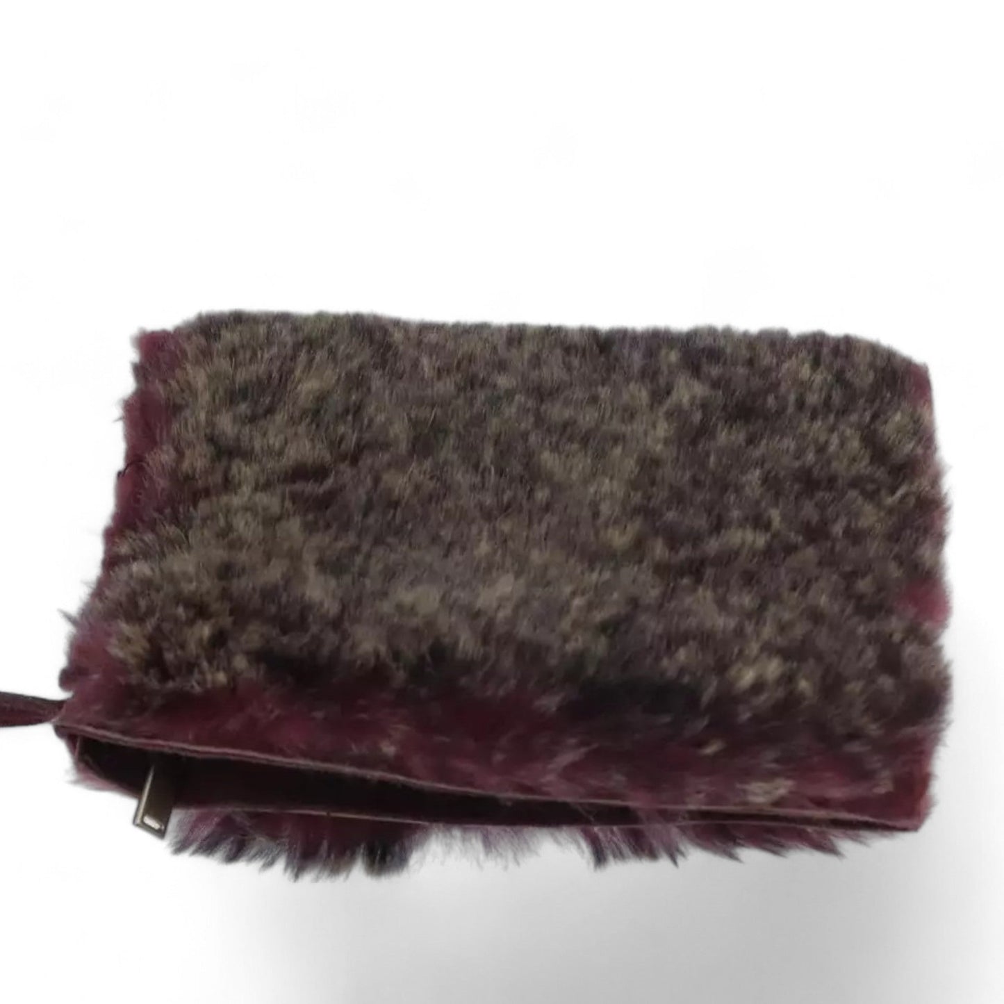 CHANEL Tote Bag Wine Red Brown Silver Fur Women with Pouch