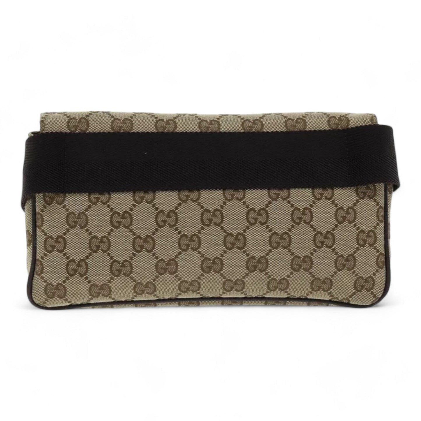 Gucci GG Canvas Body Bag Beige Silver Unisex Shoulder Strap Made in Italy