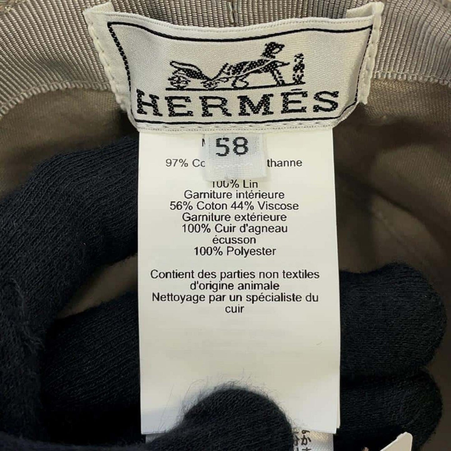 HERMES Fred H Cotton Polyurethane Gray Bucket Hat Preloved