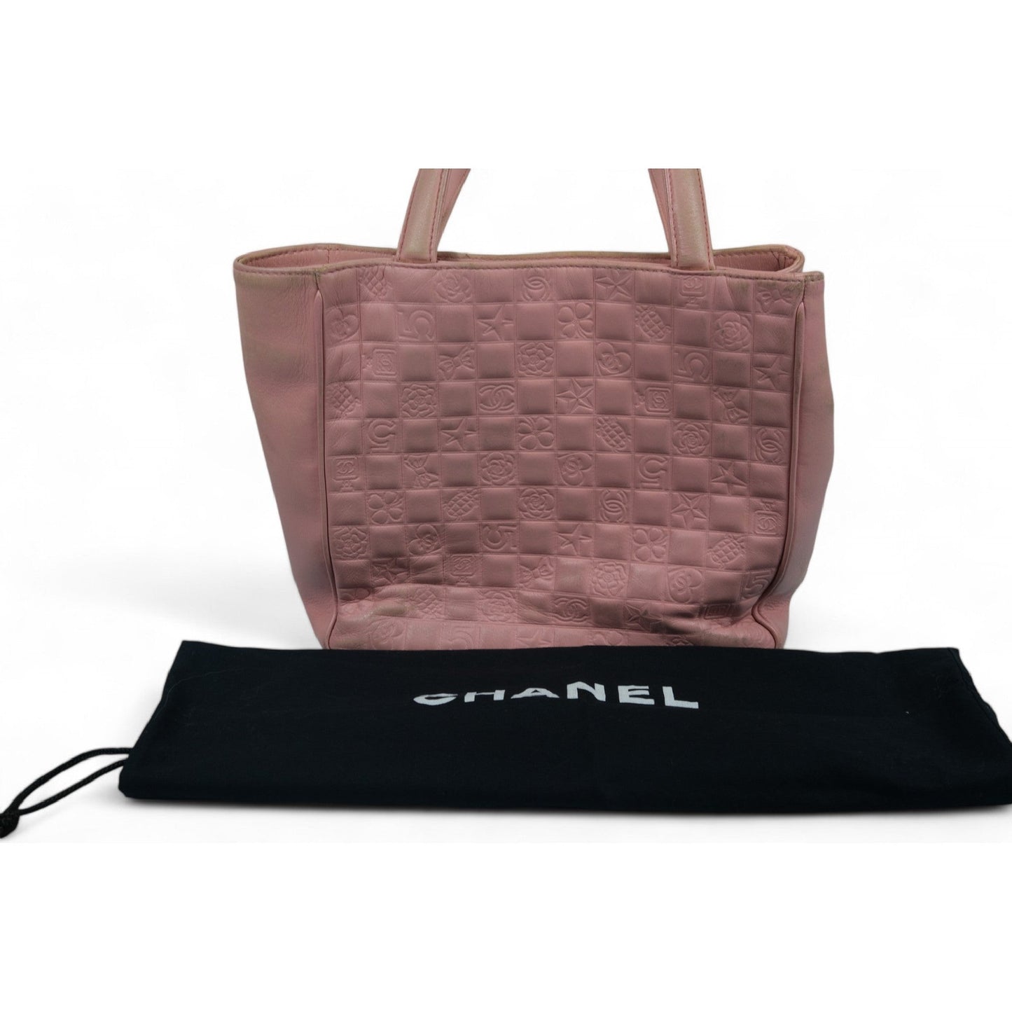 Chanel Pink Leather Tote Bag CC Logo Quilted Handbag Women's Vintage Shoulder Purse