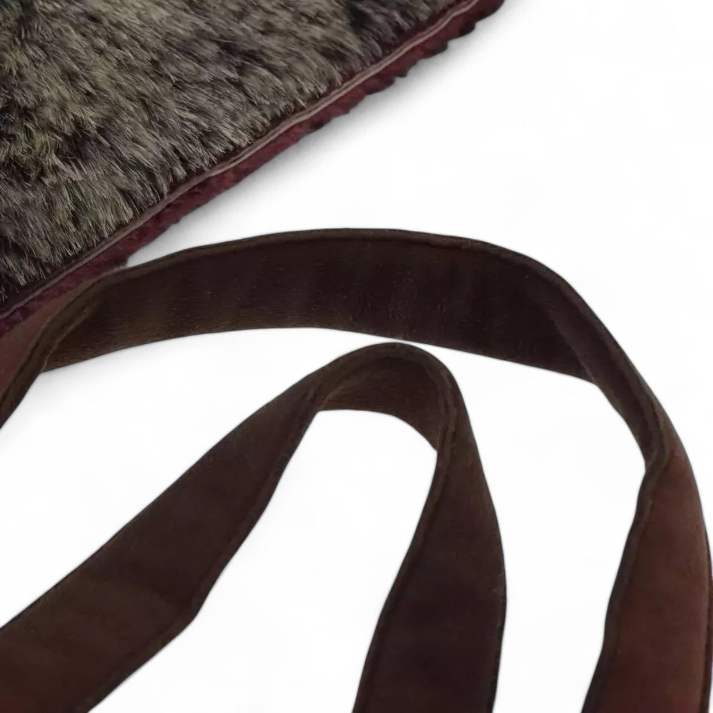 CHANEL Tote Bag Wine Red Brown Silver Fur Women with Pouch