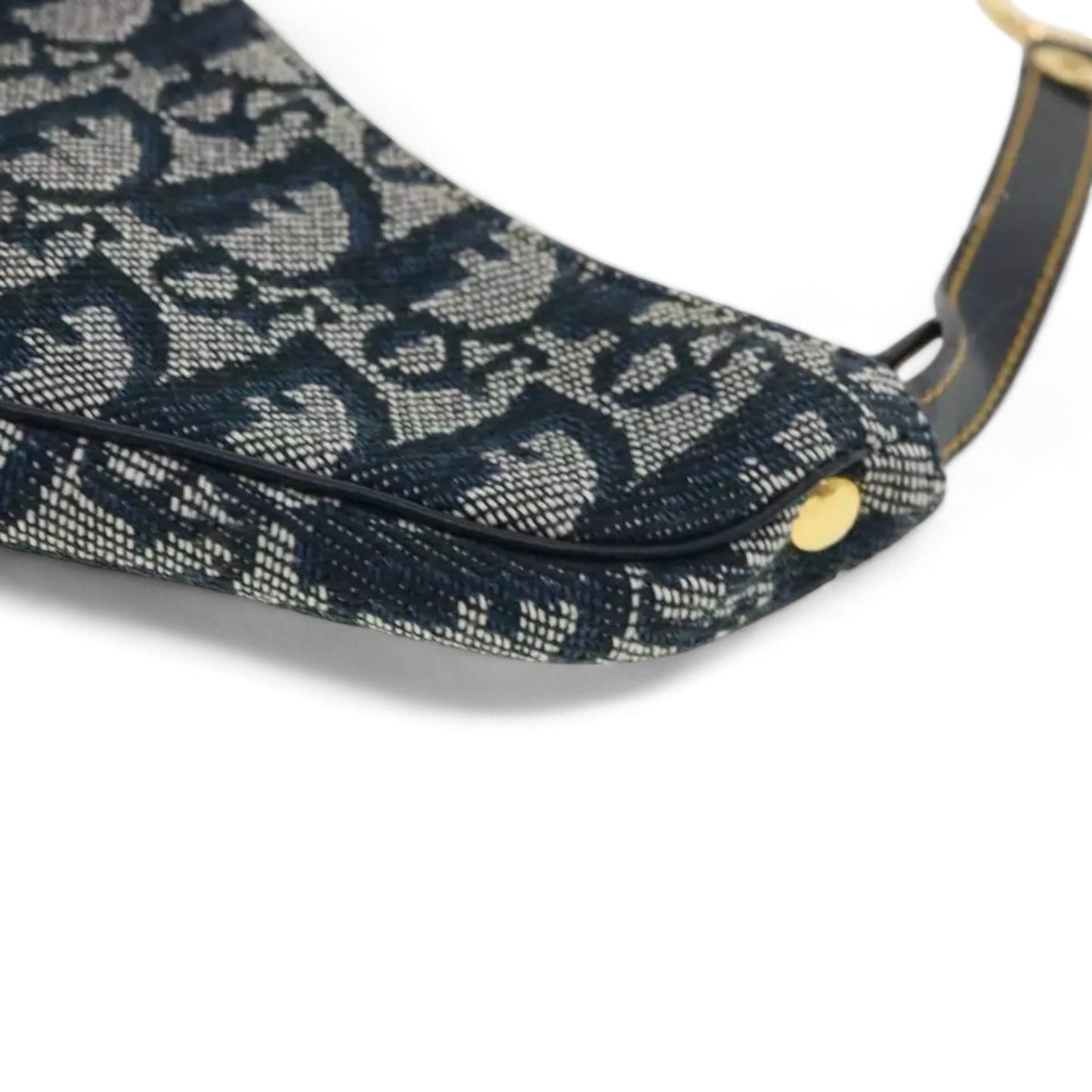 Christian Dior Trotter Canvas Saddle Coin Purse Navy Blue Gold Hardware Women's Handbag
