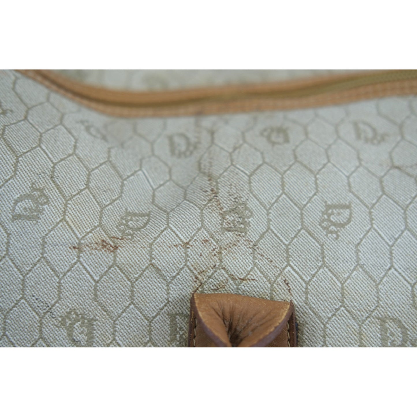 Christian Dior Canvas Duffle Bag Brown Monogram Travel Tote Unisex Vintage Handbag
