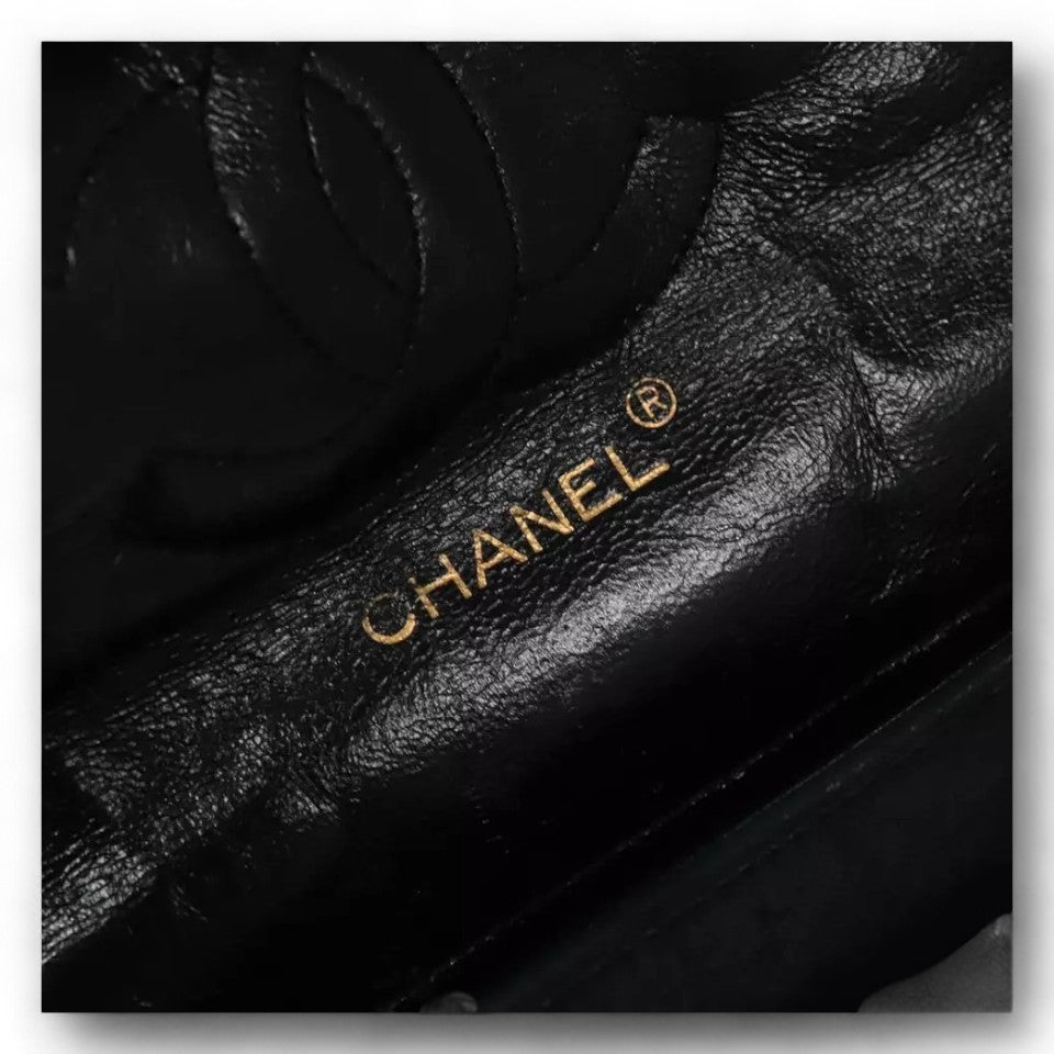 Chanel Matelasse Chain Shoulder Bag Lambskin Black Gold CC