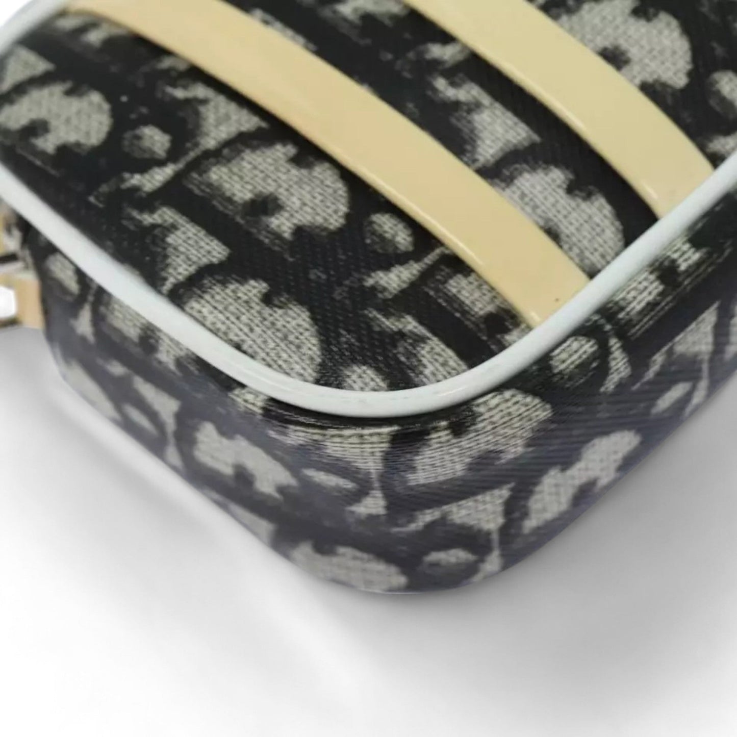 Christian Dior Vintage Trotter Canvas Black Beige Women's Handbag