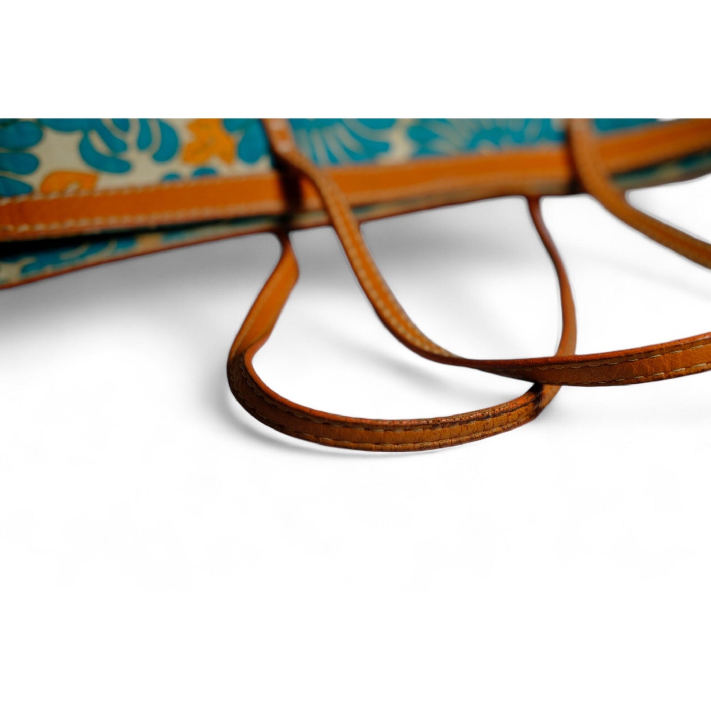 Fendi Floral Canvas Tote Bag Blue Orange Women's Handbag Large Vintage Designer Purse