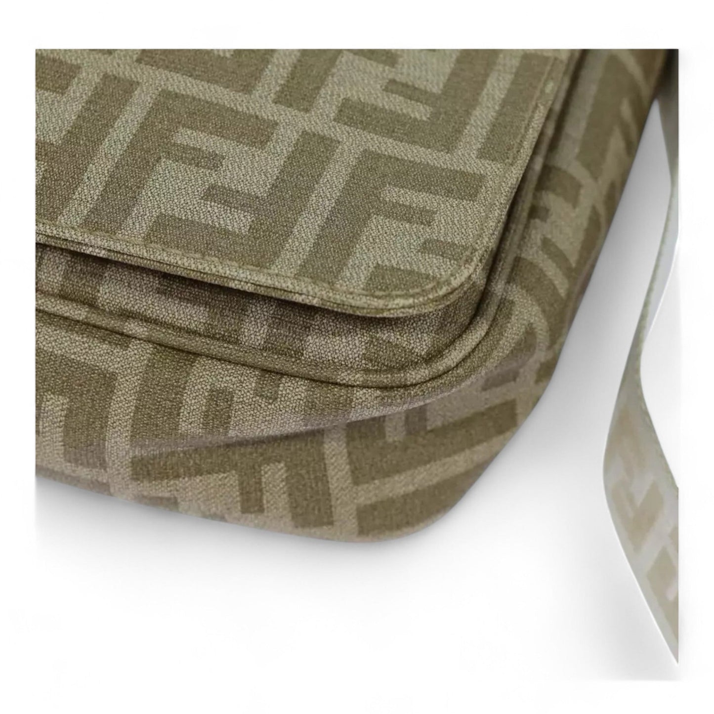 Fendi Zucca Canvas Shoulder Bag Beige Unisex Handbag