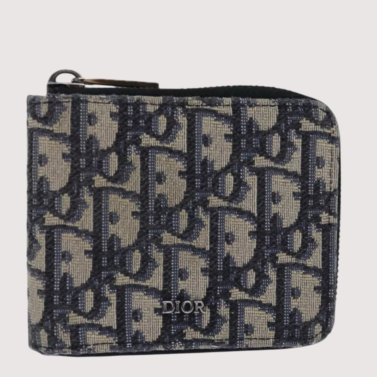 Christian Dior Trotter Canvas Zip Wallet Navy Silver Men's Vintage Wallet