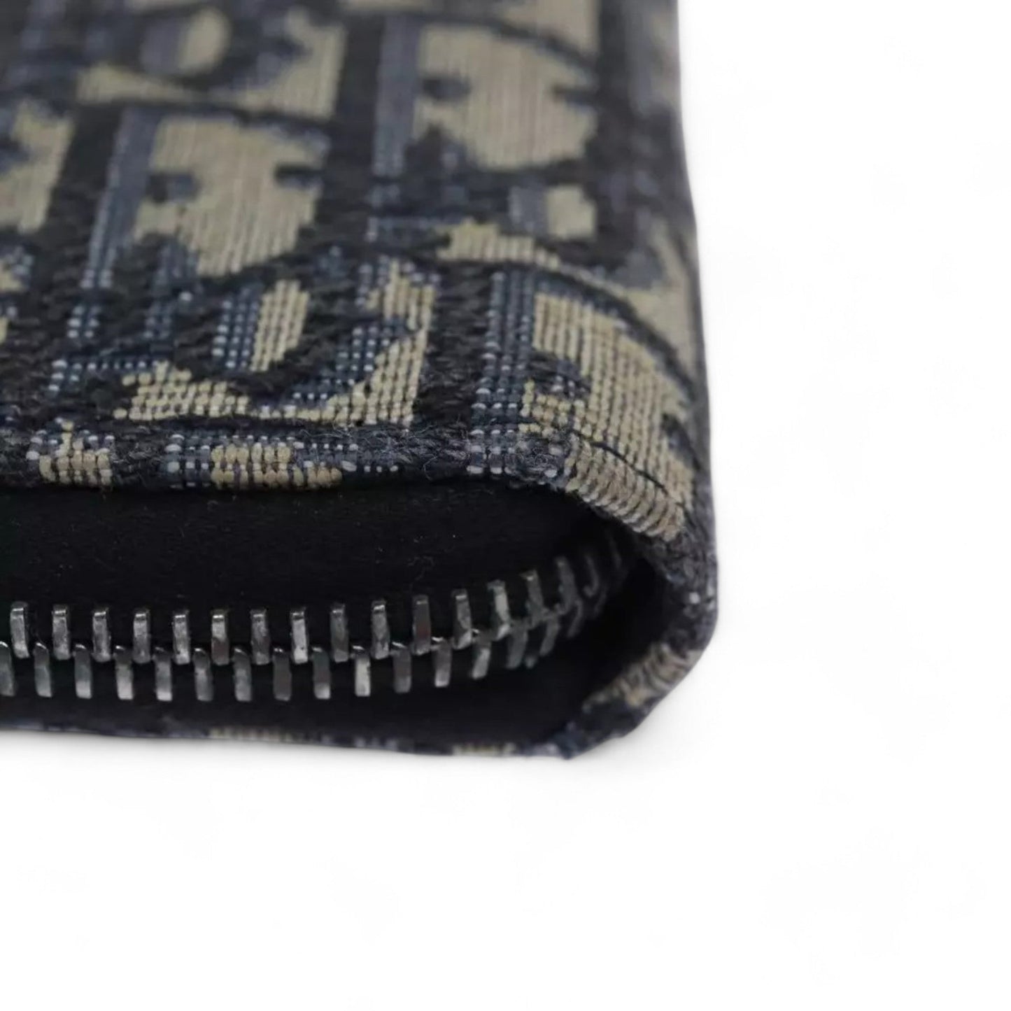 Christian Dior Trotter Canvas Zip Wallet Navy Silver Men's Vintage Wallet