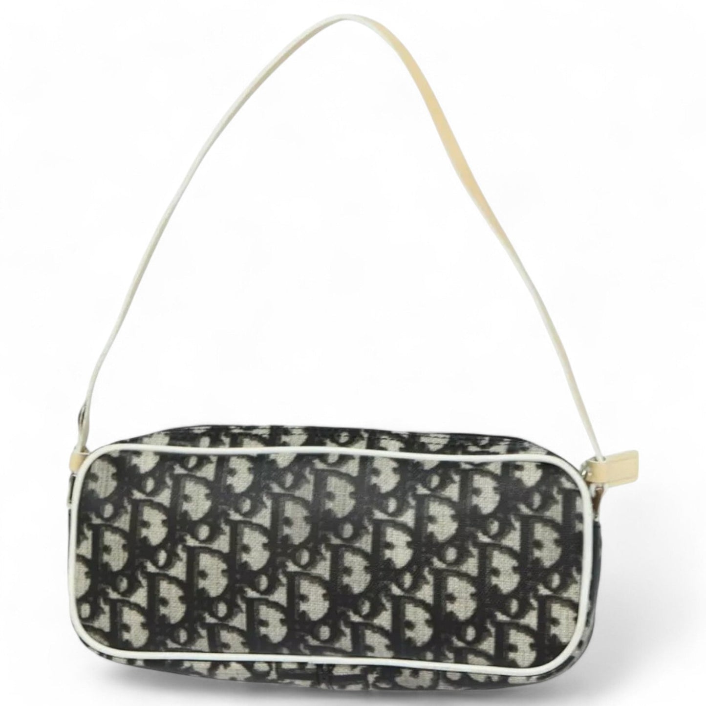 Christian Dior Vintage Trotter Canvas Black Beige Women's Handbag