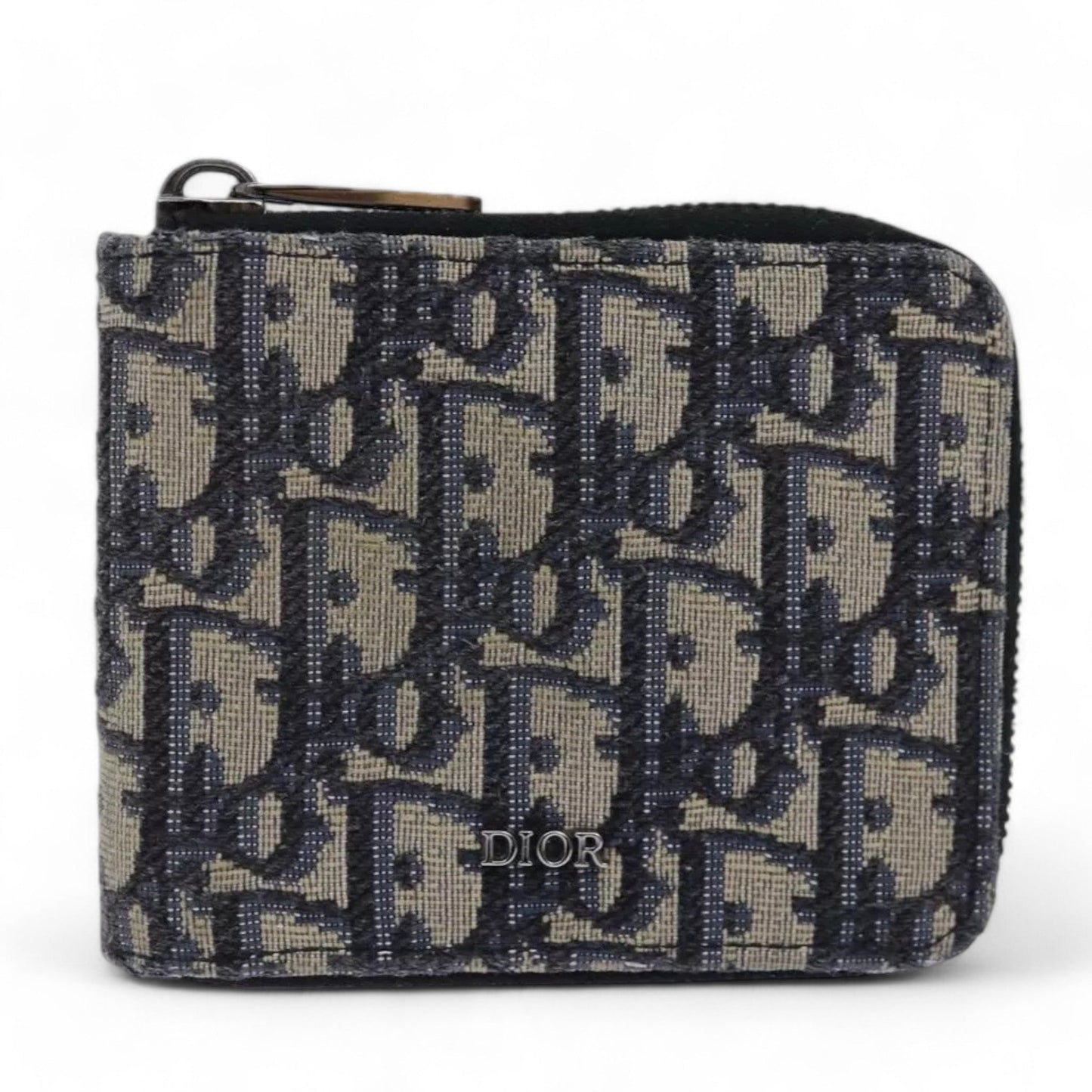 Christian Dior Trotter Canvas Zip Wallet Navy Silver Men's Vintage Wallet
