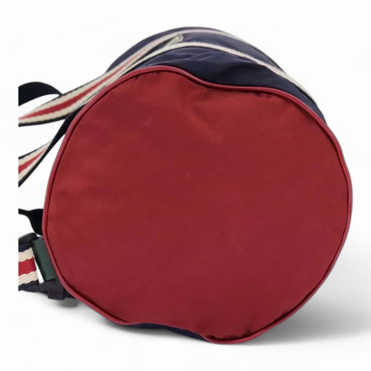 Gucci Sherry Line Hand Bag Nylon 2way Navy Red Shoulder Strap Handle Drop Vintage Unisex Made in Italy