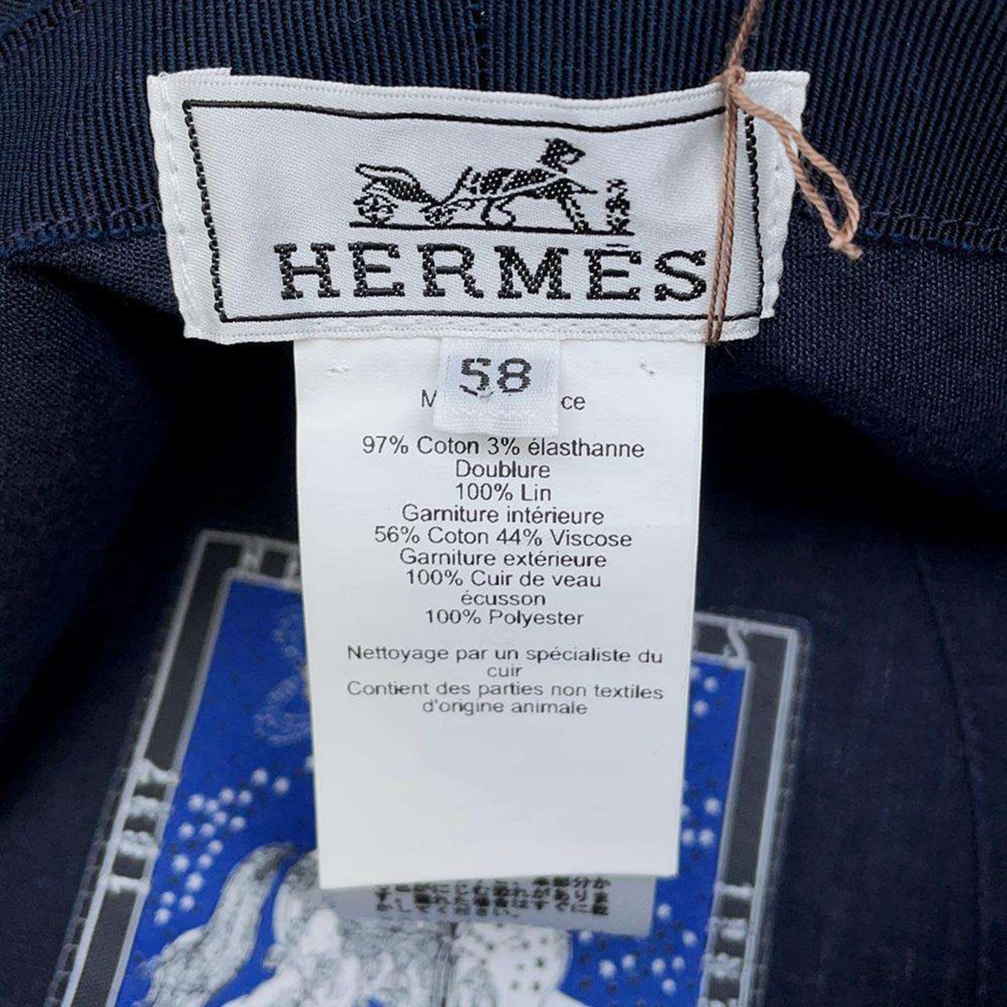 HERMES Fred H-Cut Cotton Marine Indigo Hat Preloved