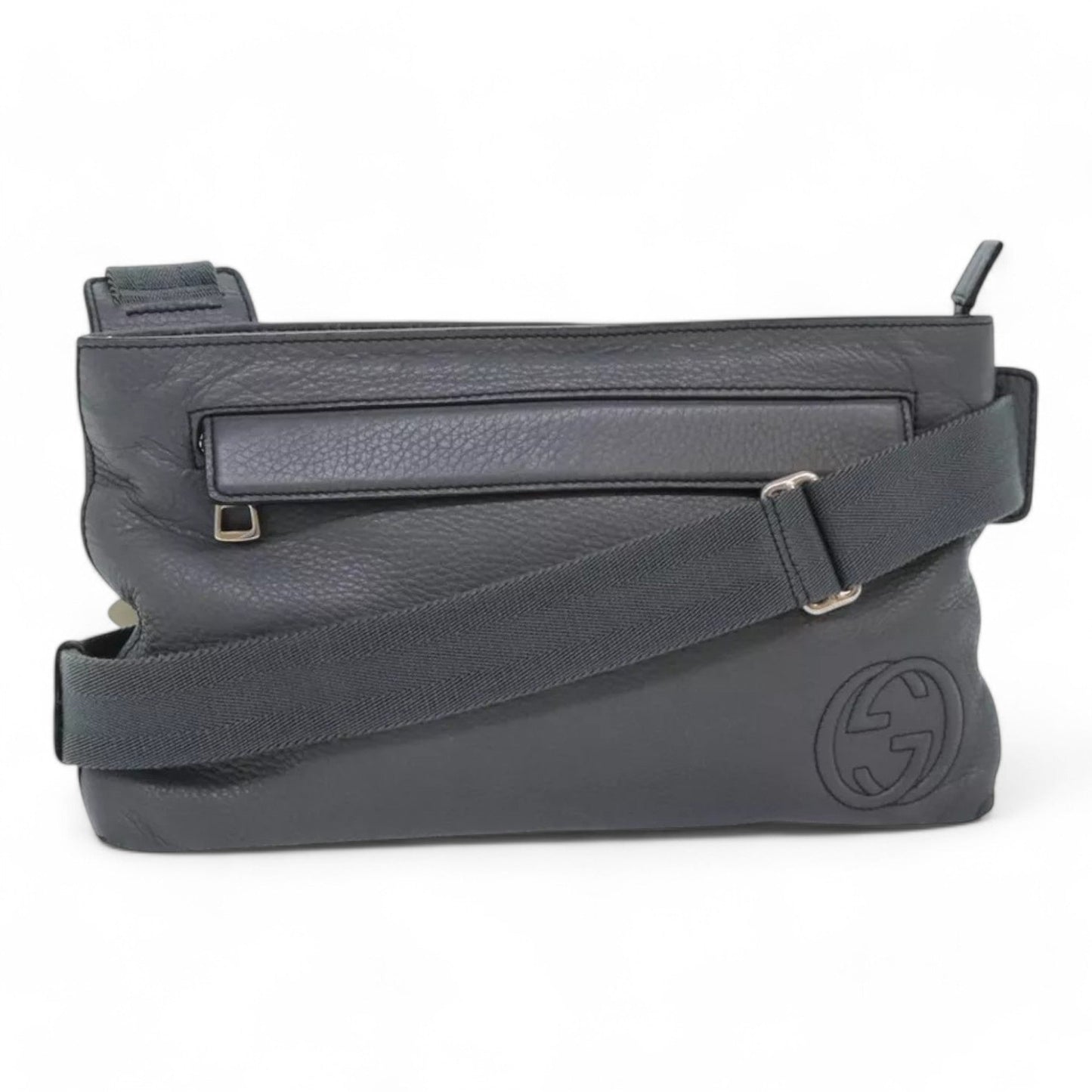 Gucci Interlocking Soho Shoulder Bag Leather Gray Silver