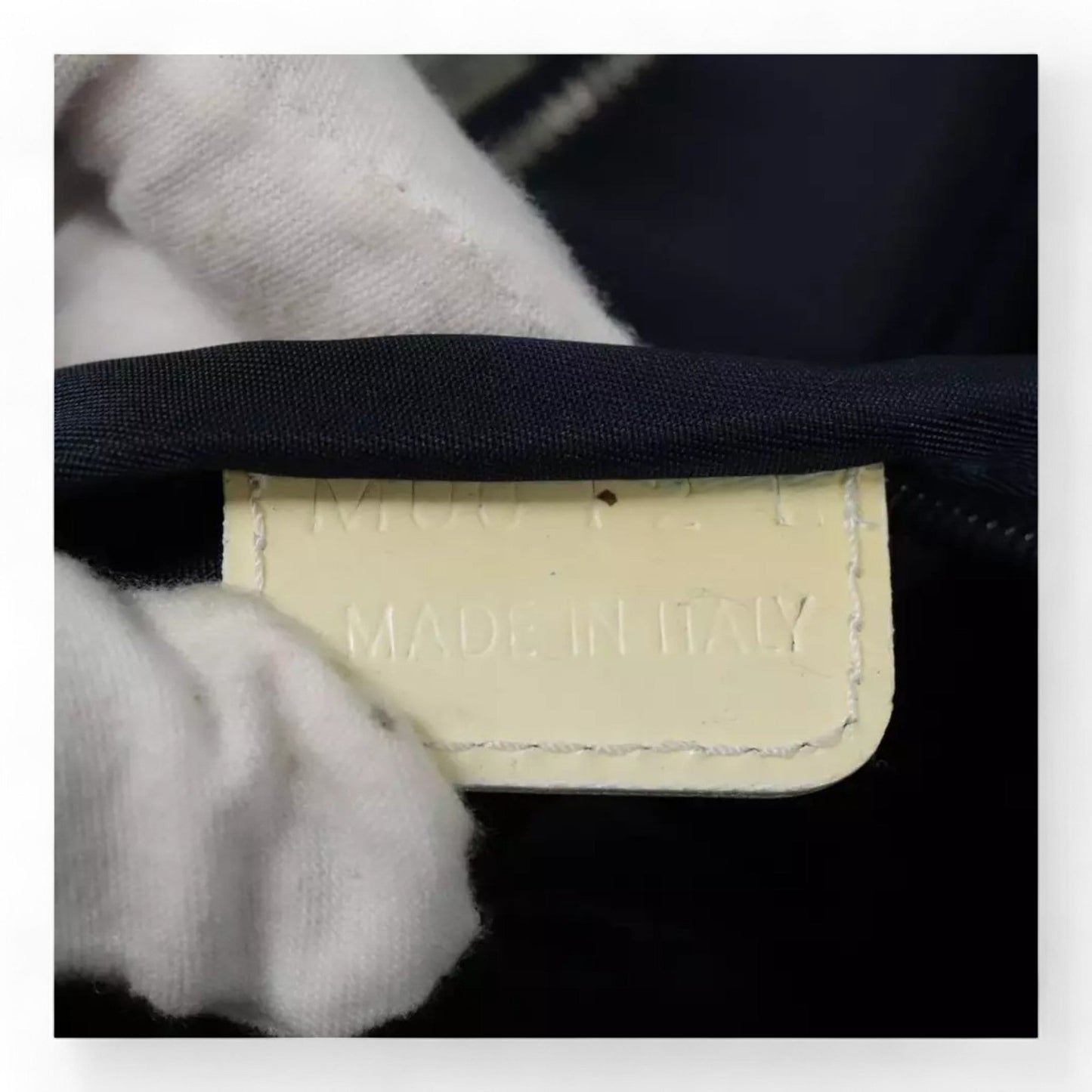 Christian Dior Vintage Trotter Canvas Shoulder Bag Navy Silver Adjustable Strap