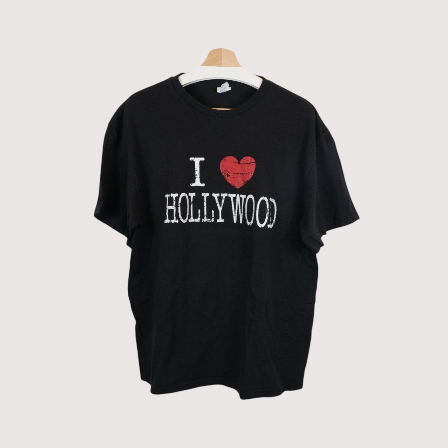 Delta Pro Weight Black I Love Hollywood T-Shirt Graphic Tee XL Casual Unisex Comfortable Soft Cotton Stylish Novelty Classic Vintage Look