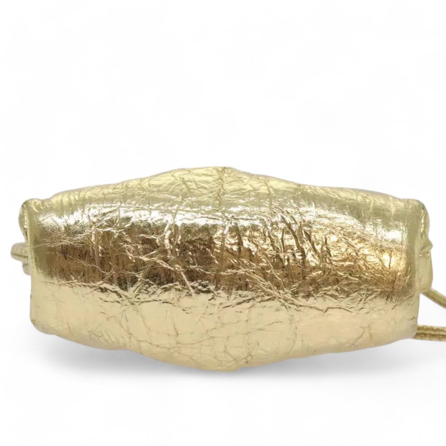 Bottega Veneta Pouch Leather Gold Women's Bag with Strap and Dust Bag