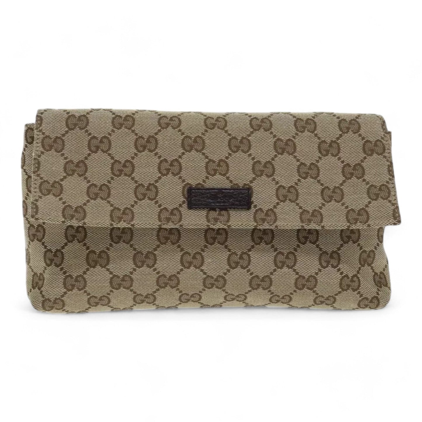 Gucci GG Canvas Body Bag Beige Silver Unisex Shoulder Strap Made in Italy
